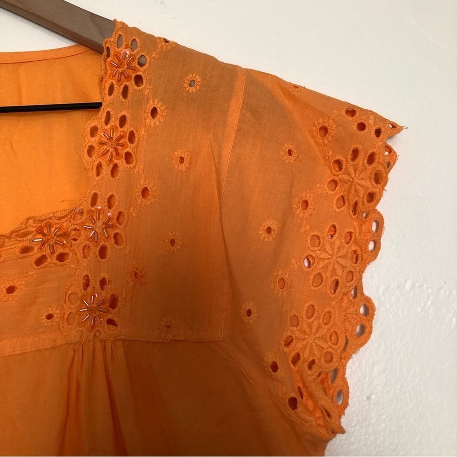 Other Ruby n Style Orange Cotton Embroidered Short Sleeve Blouse Size XL / US 12-14 / IT 48-50 - 3 Thumbnail