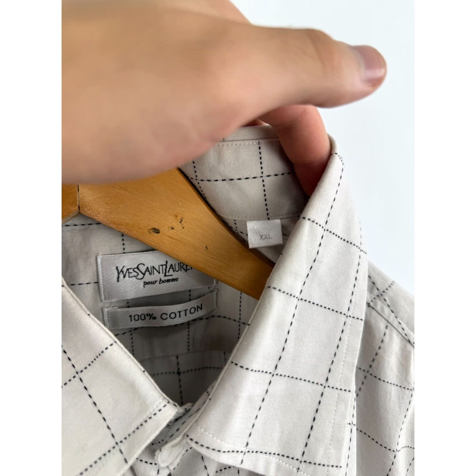 Yves Saint Laurent VINTAGE Yves Saint Laurent YSL Shirt 2XL Grey 90s Cotton Logo Short Sleeve Men's T-Shirt, 90s, Vintage, Gray, 2XL, Mens Size US XXL / EU 58 / 5 - 6 Thumbnail