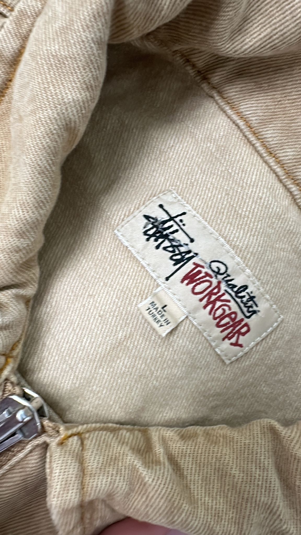Stussy Stussy Denim Zip Work Jacket Sand Size L Size US L / EU 52-54 / 3 - 8 Thumbnail