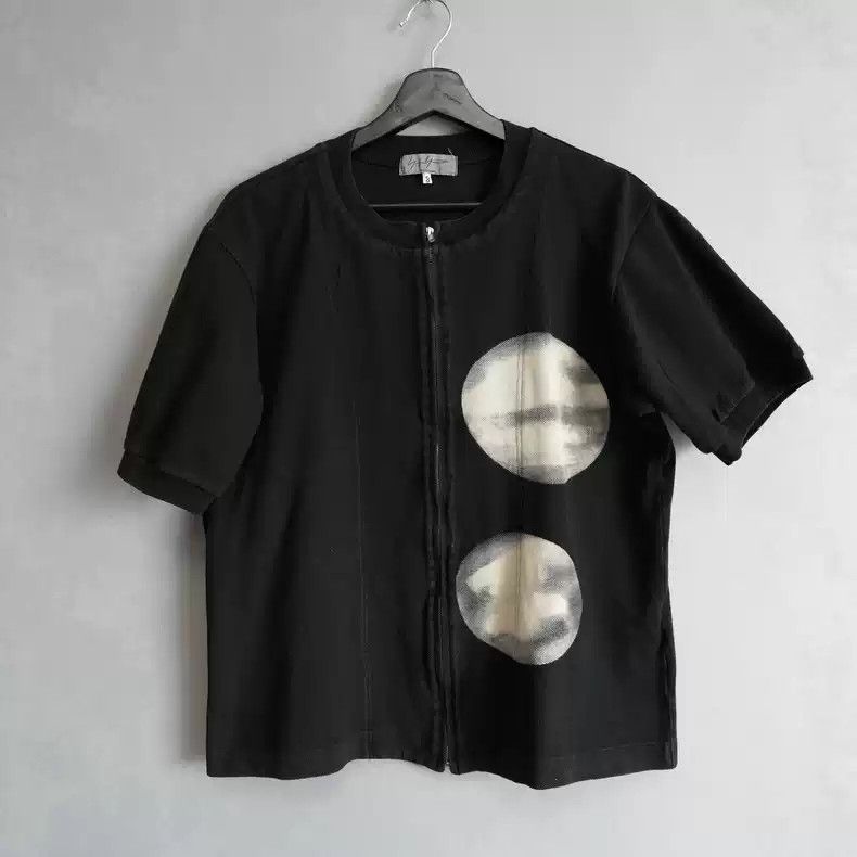 Pre-owned Yohji Yamamoto 06ss Moon Discharge Zipper Short Sleeve In Black