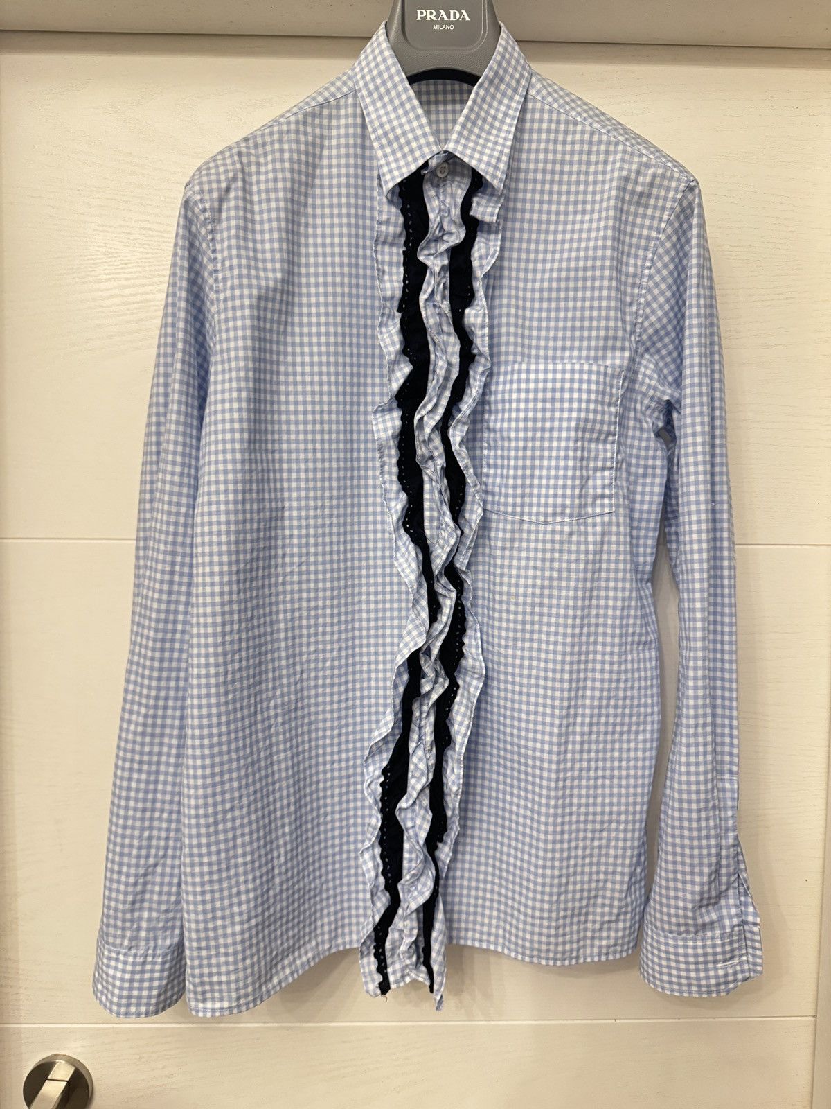 Prada Prada ruffled checks men shirt size 39 15 1/2 Size US M / EU 48-50 / 2 - 1 Thumbnail
