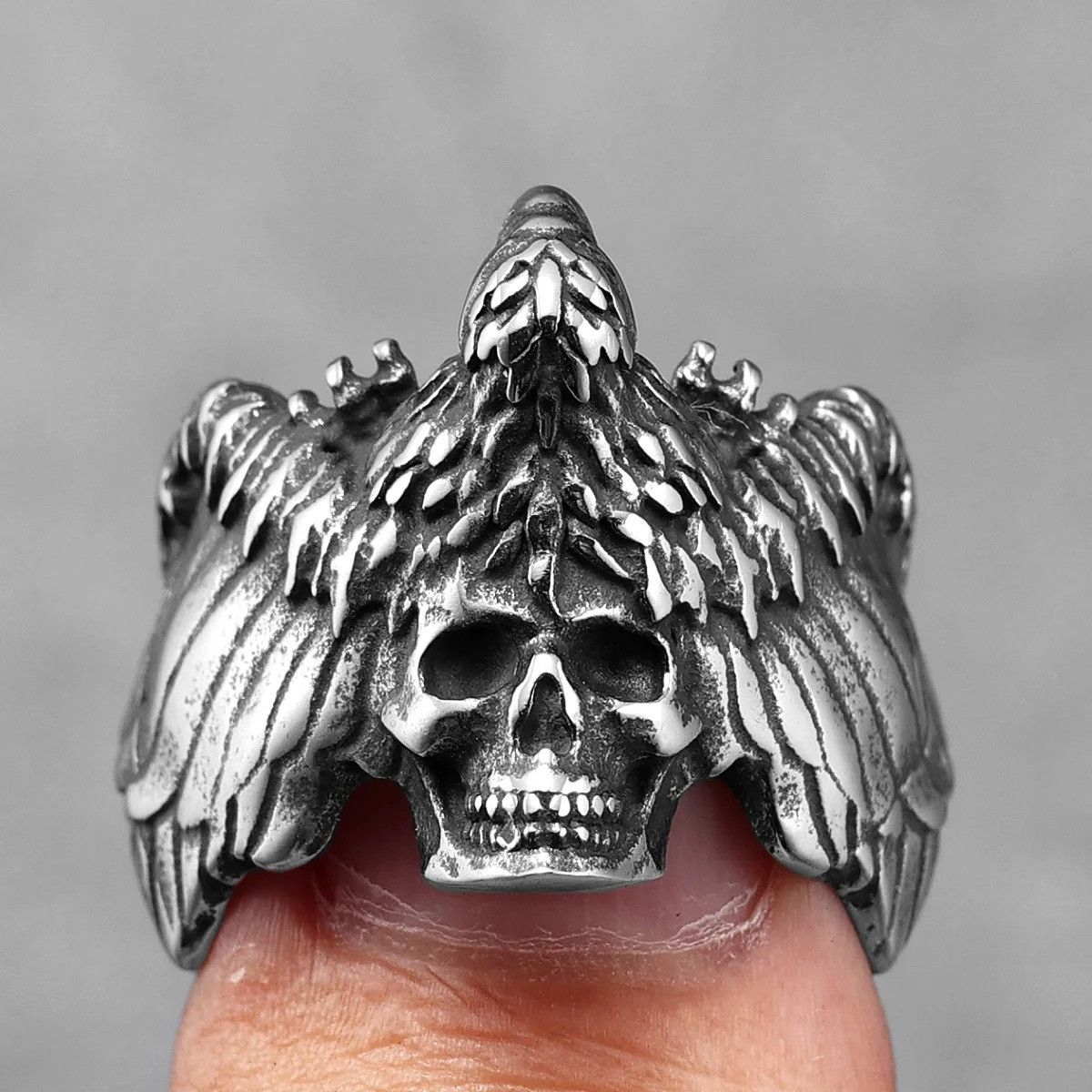 Jewelry Gothic Skull Wing Ring Streetwear Jewelry Fashion Gift Size ONE SIZE - 2 Thumbnail