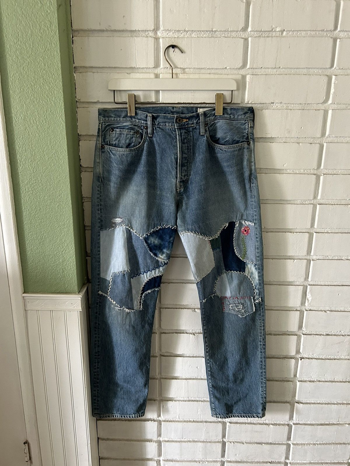 image of Kapital 14Oz Cisco Patchwork Jeans (Sz36) in Denim, Men's