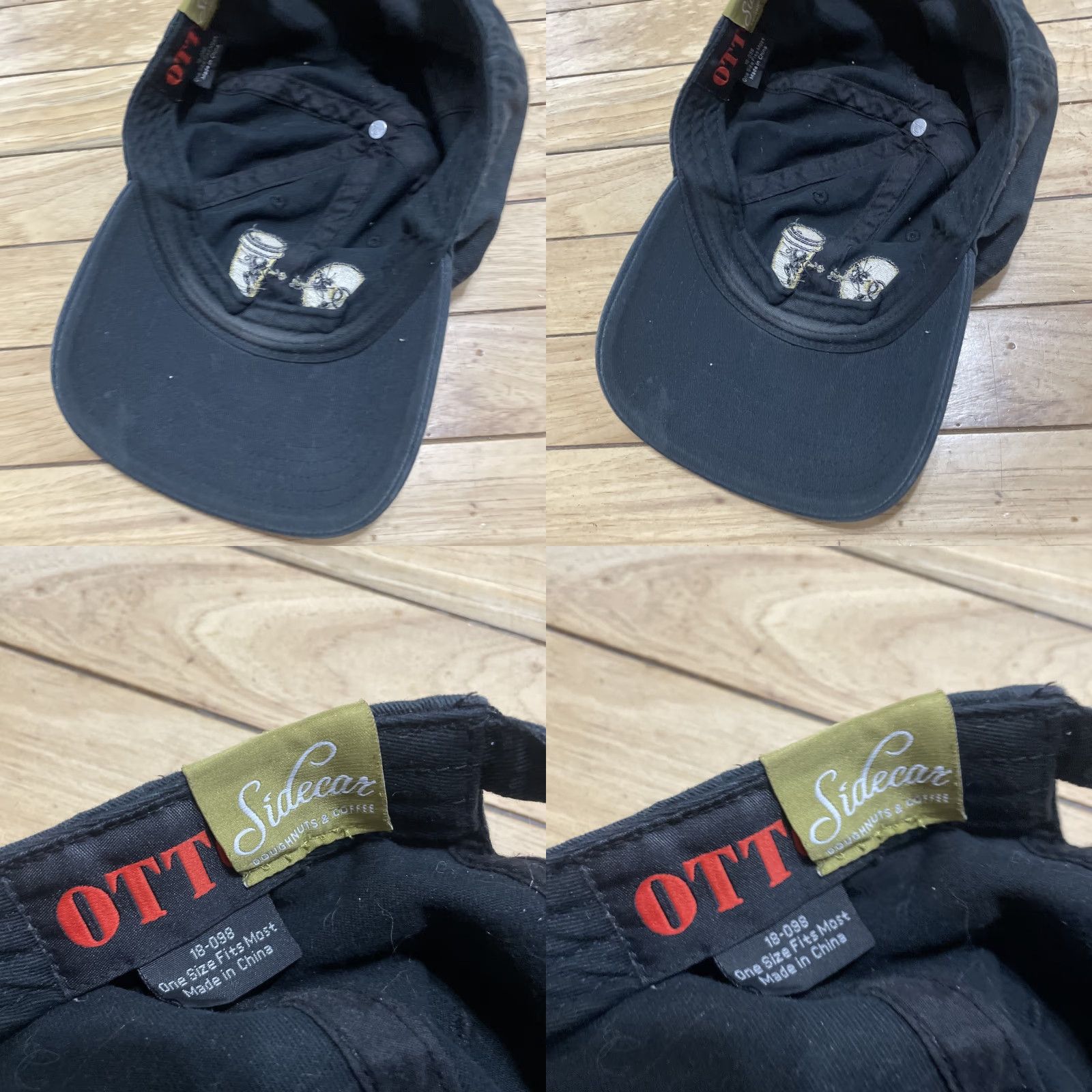 Vintage Sidecar Donuts and Coffee Hat Baseball Cap Black Gold Adjustable LA Streetwear Mens One Size Canvas Cotton Size ONE SIZE - 10 Thumbnail