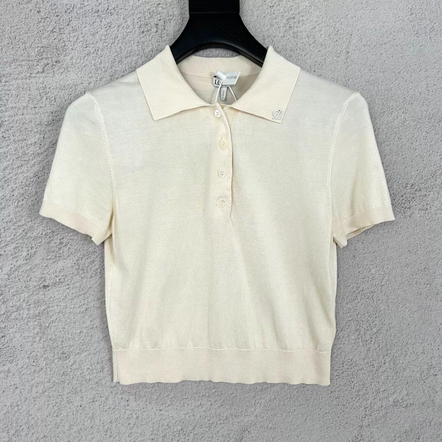Loewe LOEWE SS23 Silk Short-Sleeve Polo Wmns White S New Size S / US 4 / IT 40 - 1 Thumbnail