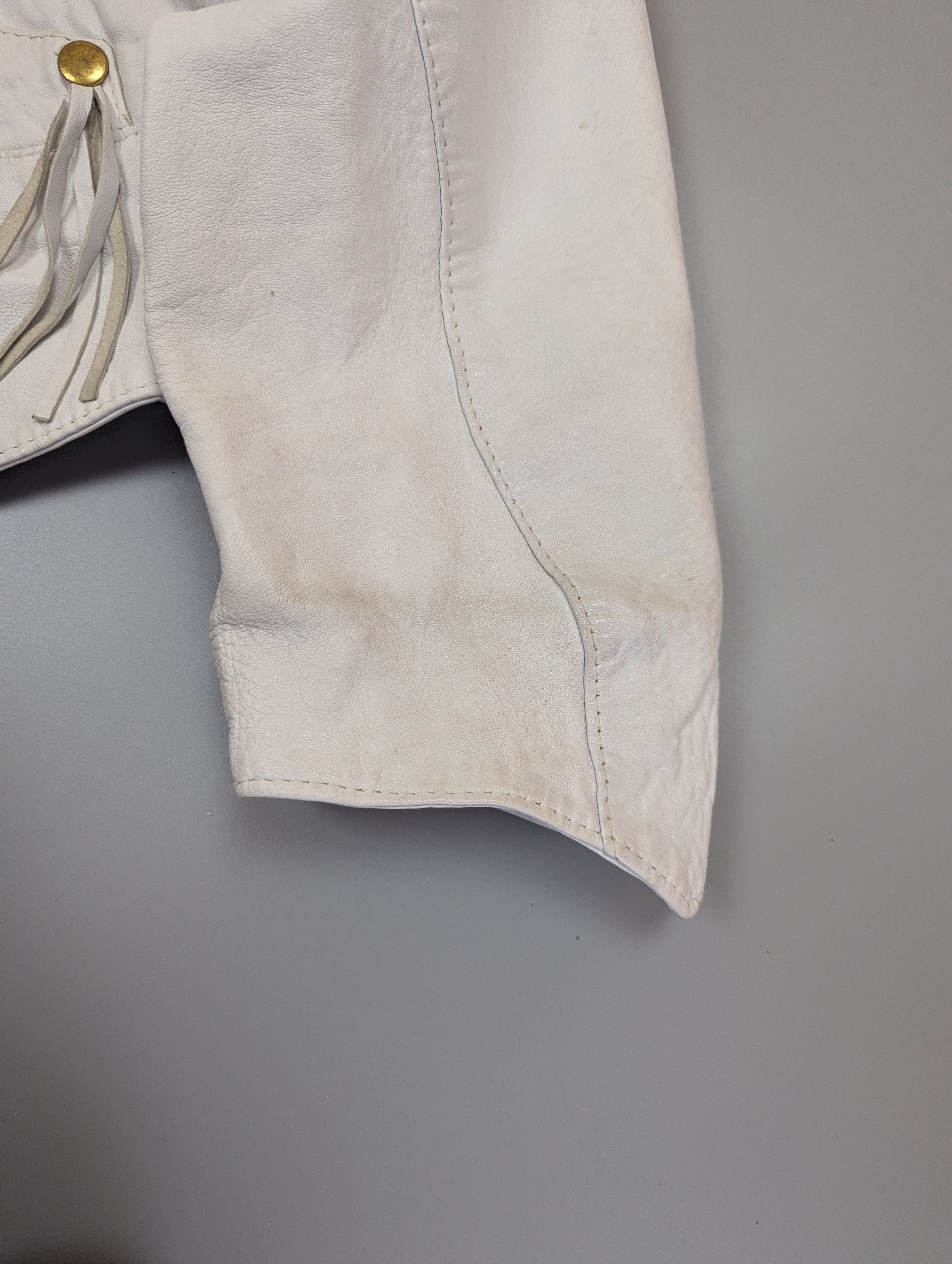 Vintage Vintage 80s White Leather Jacket Bomber Womens Sz M Size M / US 6-8 / IT 42-44 - 4 Thumbnail