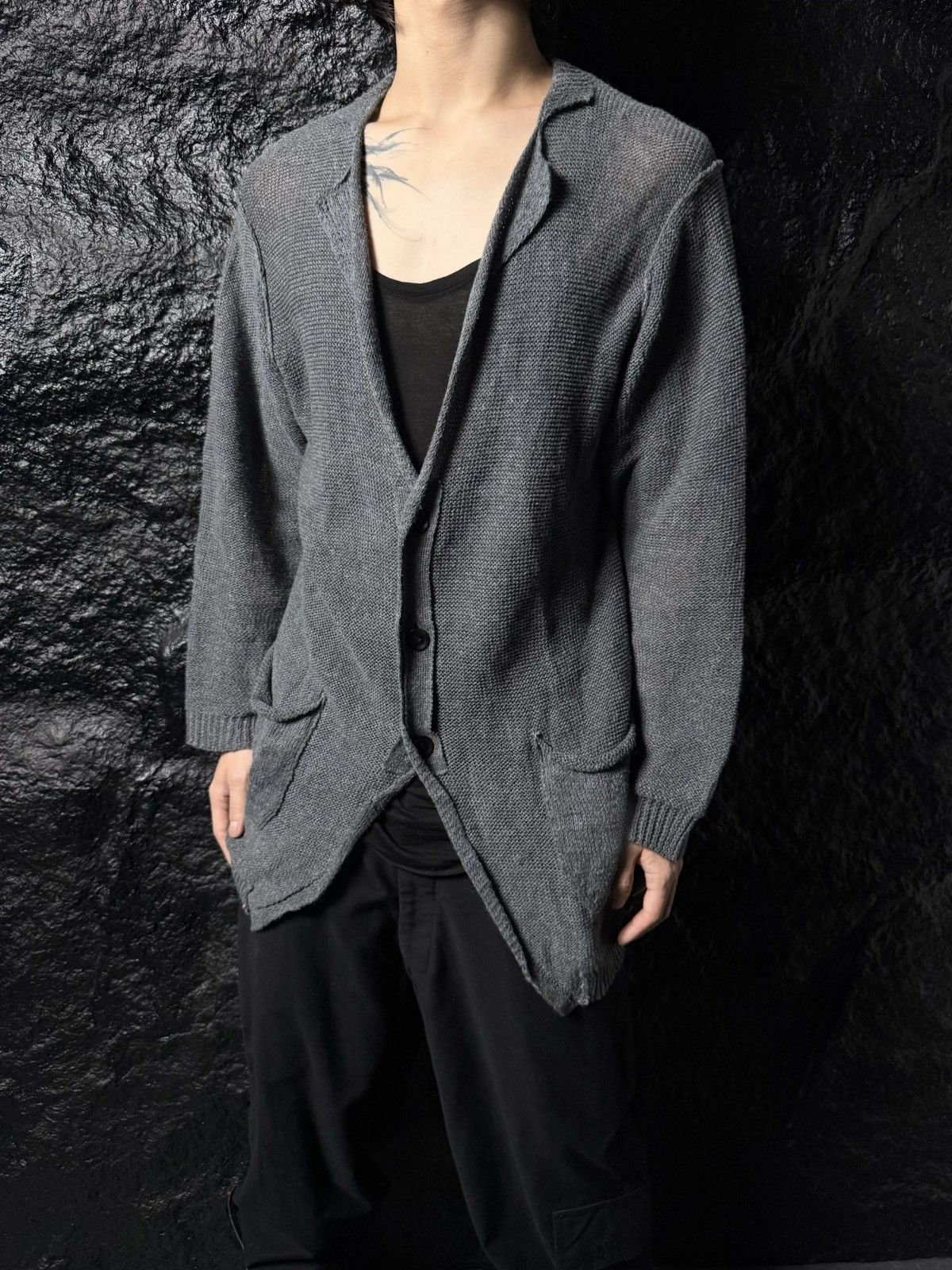 Yohji Yamamoto Yohji Yamamoto Pour Homme 11SS Cut-Off Cardigan Size US L / EU 52-54 / 3 - 7 Thumbnail
