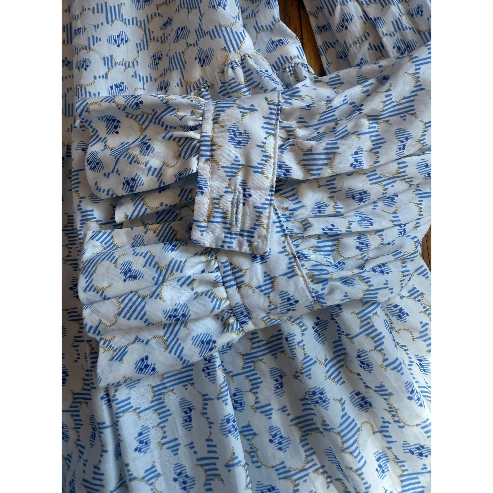Other Tish Cox Dress Womens XXS White Blue Floral Ruffle Neck LS Size XXS / US 00 / IT 34 - 5 Thumbnail