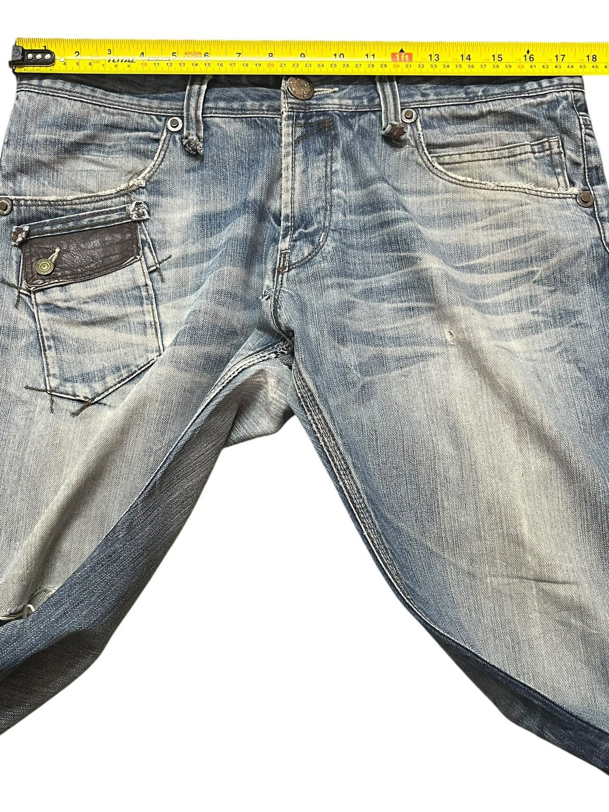 Japanese Brand Vintage Rattle Trap Faded Whiskers Distressed Denim Size US 34 / EU 50 - 6 Thumbnail