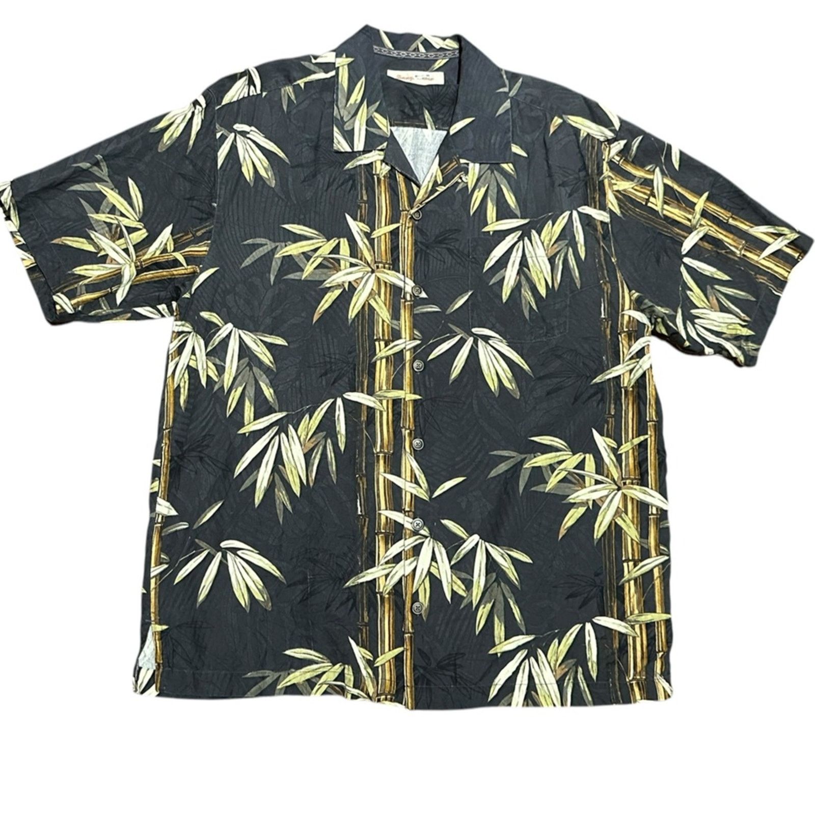 Tommy Bahama Tommy Bahama Large Black Silk Short Sleeve Shirt Bamboo Size US L / EU 52-54 / 3 - 1 Thumbnail
