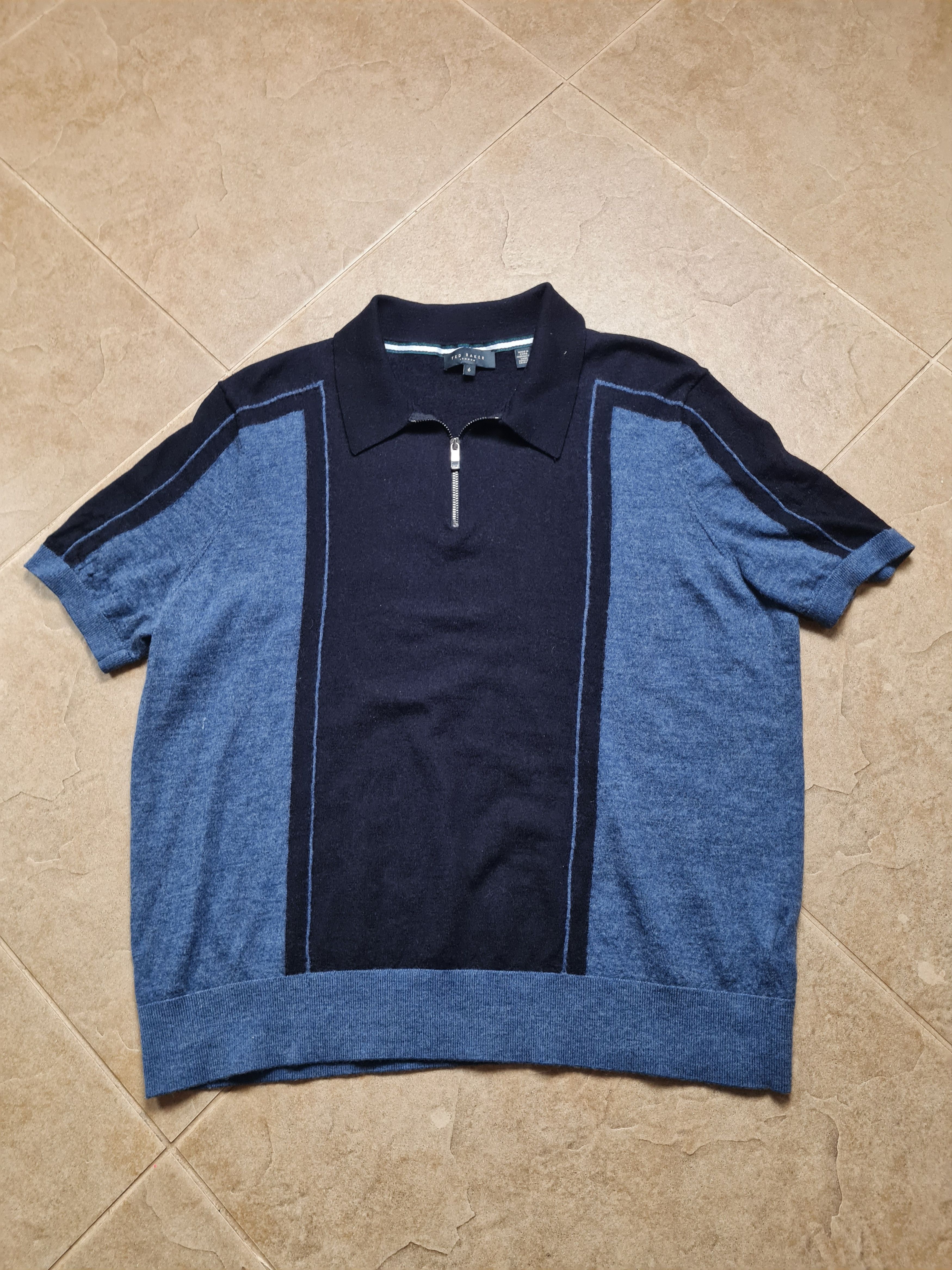 Ted Baker Shirt Ted Baker Zip Neck Merino Polo T-Shirt - Navy Size 6 Size US L / EU 52-54 / 3 - 3 Thumbnail