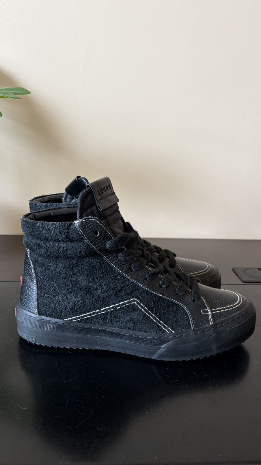 Rhude Rhude Leather High-Top Sneakers – Black – size 9 Size US 9 / EU 42 - 4 Thumbnail
