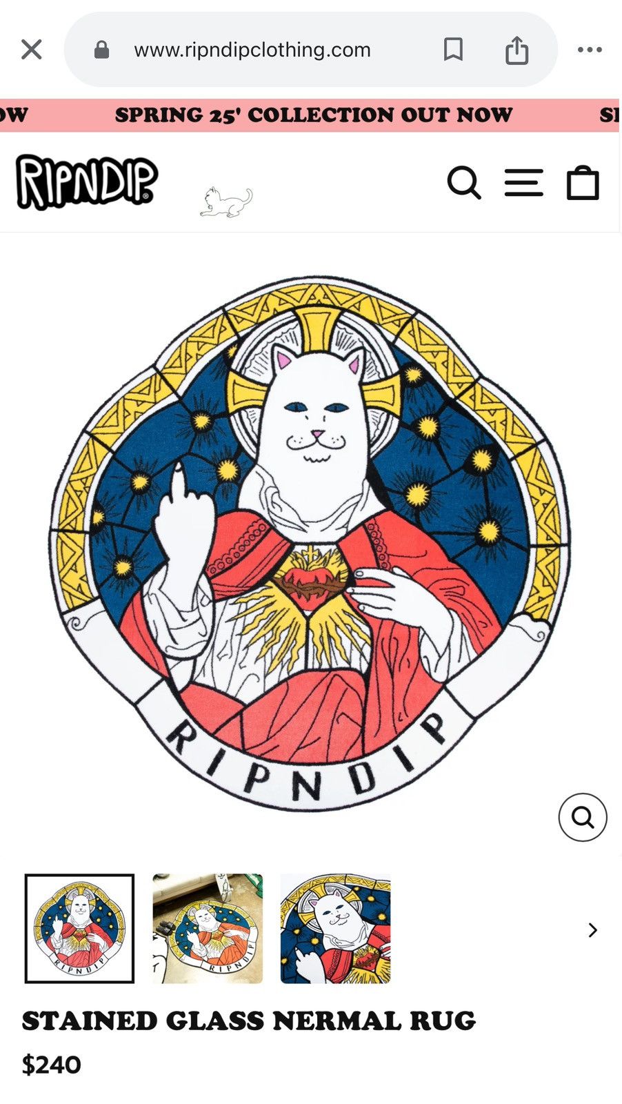 RIPNDIP RIPNDIP Stained Glass Lord Nermal Rug! Size ONE SIZE - 4 Thumbnail