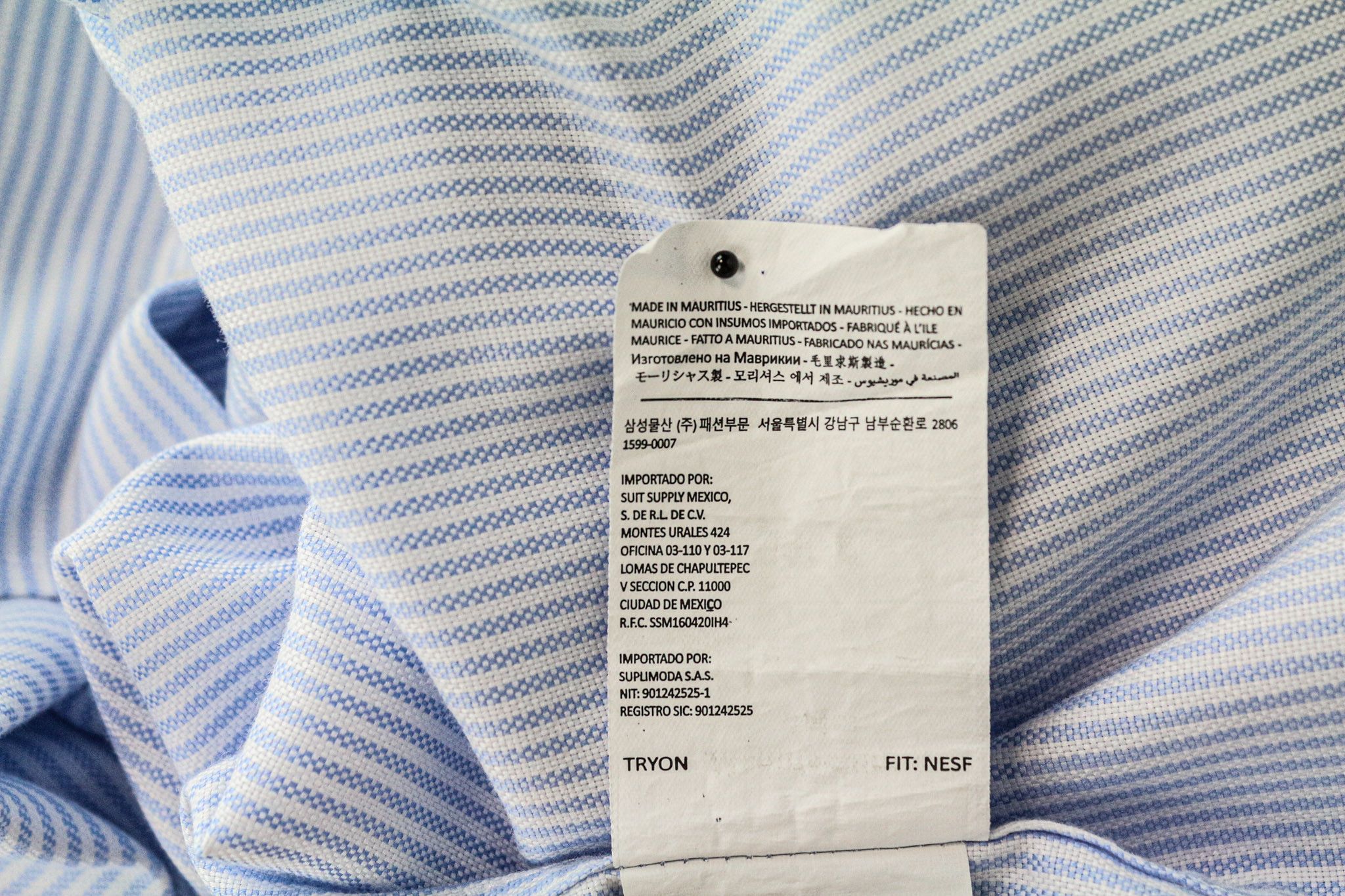 Suitsupply 44/17 1/2 Extra Slim Blue Cotton Striped Cutaway 78643 Size 44R - 7 Thumbnail