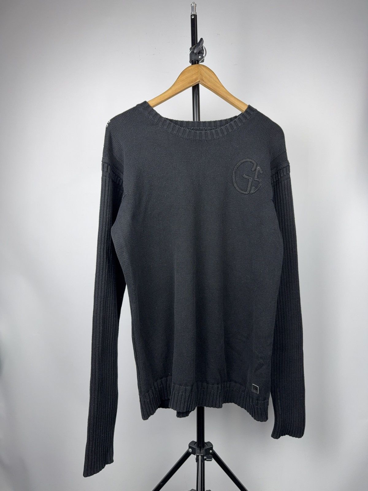 G-Star Avant Garde 00s G-Star RAW Black Knit Sweater Embossed Logo Size US XL / EU 56 / 4 - 1 Thumbnail