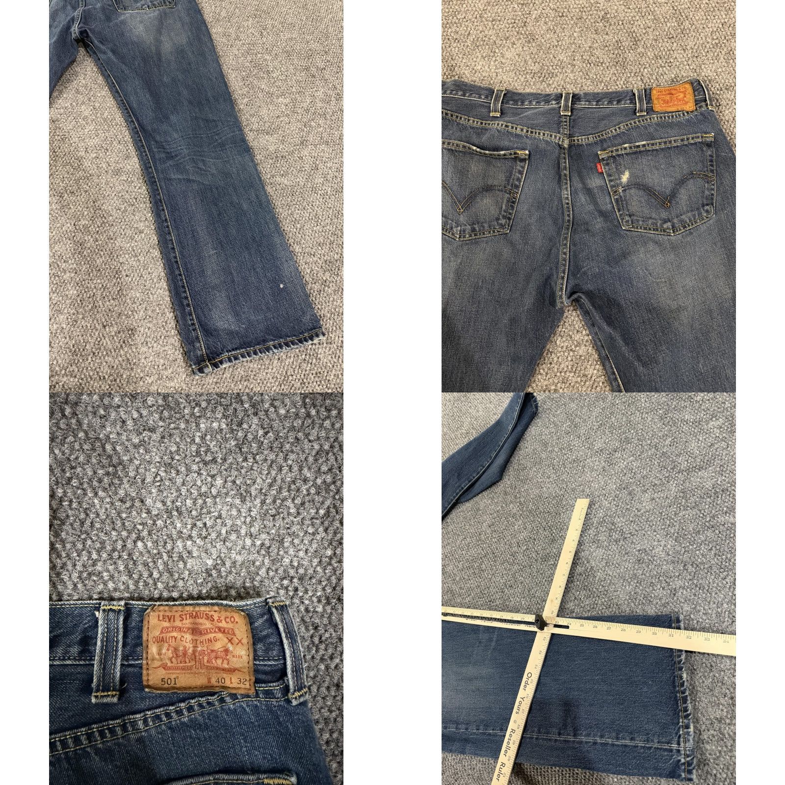 Levi's VINTAGE Levis 501 Jeans Mens 40x32 Blue Button Fly Straight Leg Denim Distressed Size US 40 / EU 56 - 8 Thumbnail