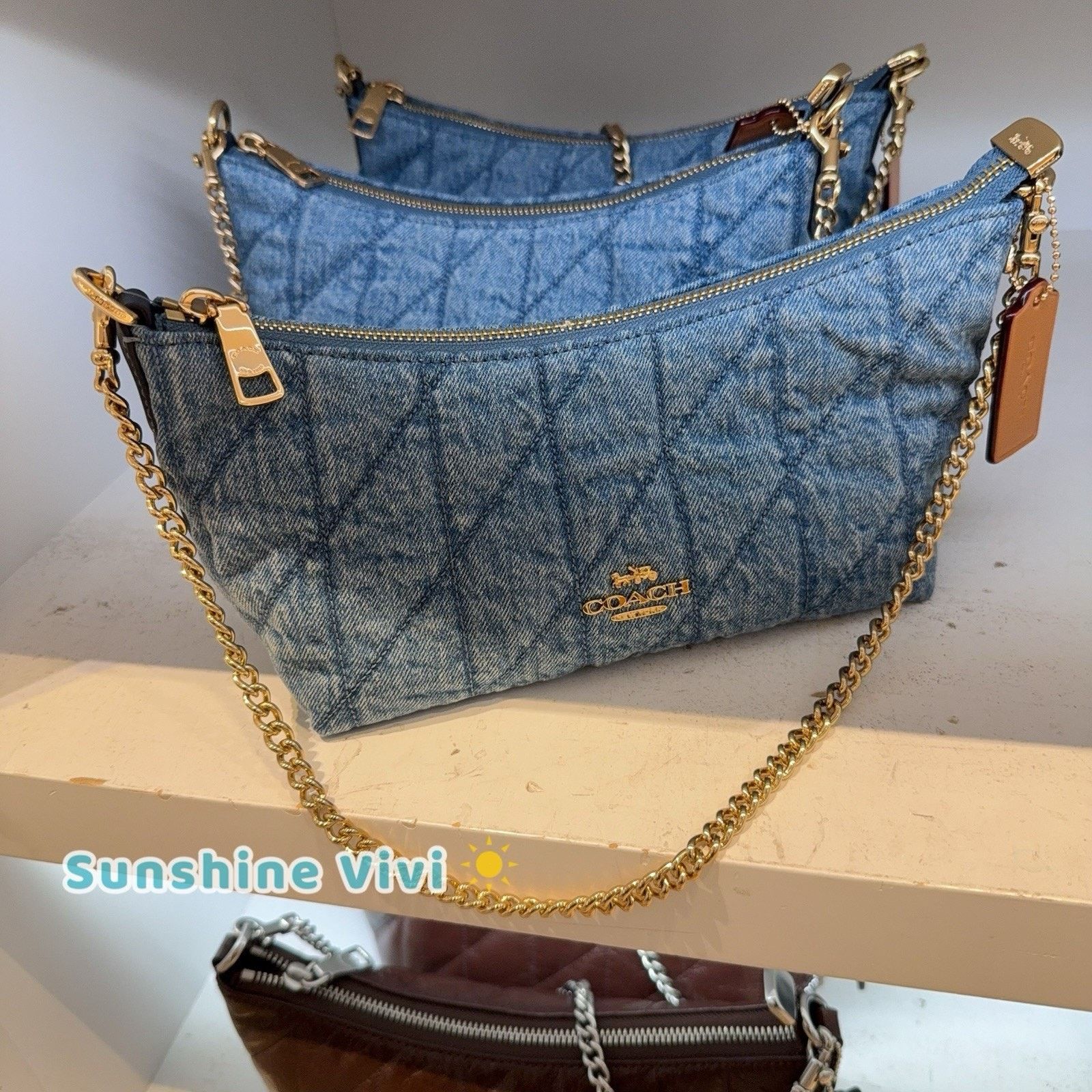 Coach NWT Coach Caitlin Shoulder Bag Quilting CDZ89 Gold/Indigo Size ONE SIZE - 1 Thumbnail