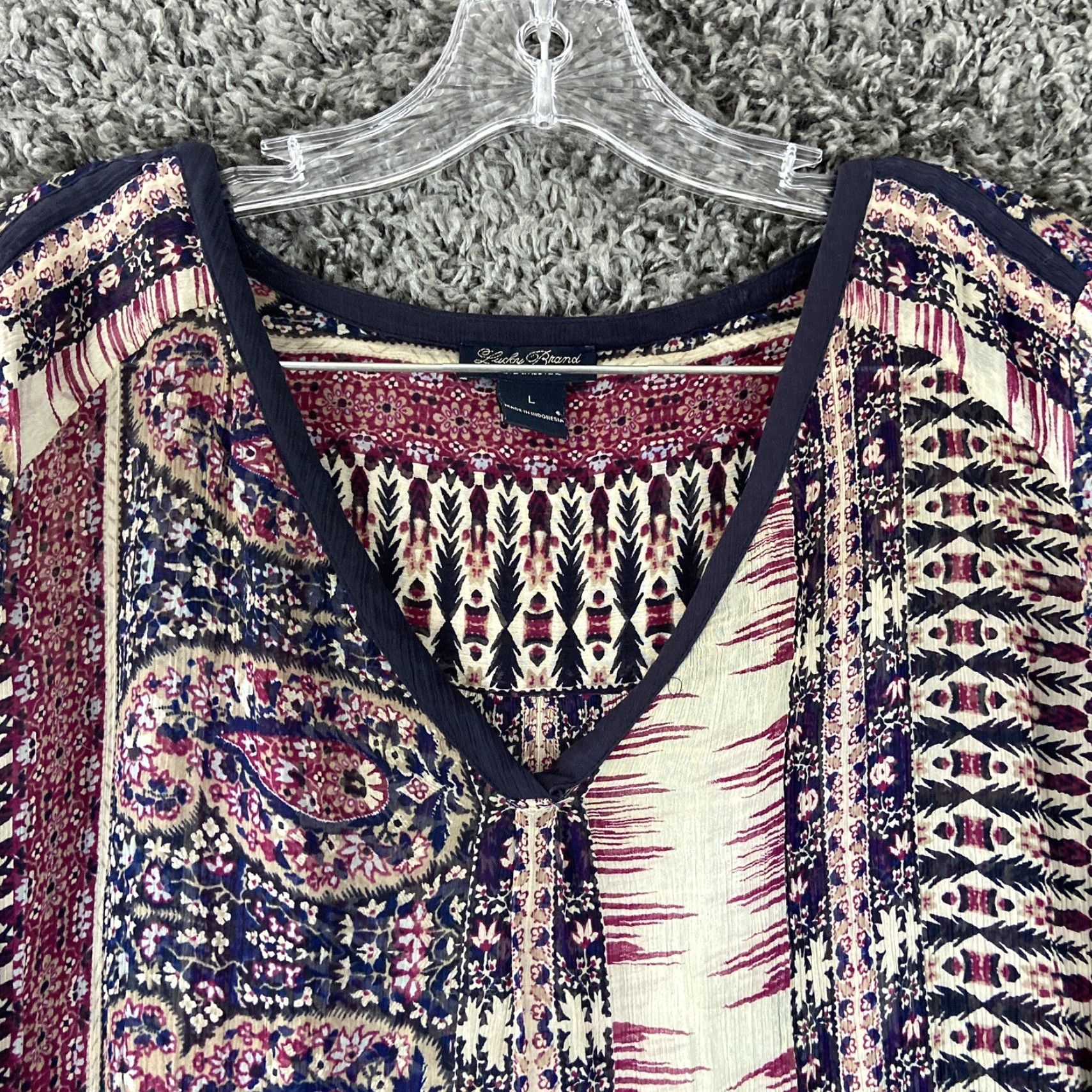 Lucky Brand Lucky Brand Blouse Women L Multicolor Floral Sheer Long Sleeve Womens Size L / US 10 / IT 46 - 4 Thumbnail