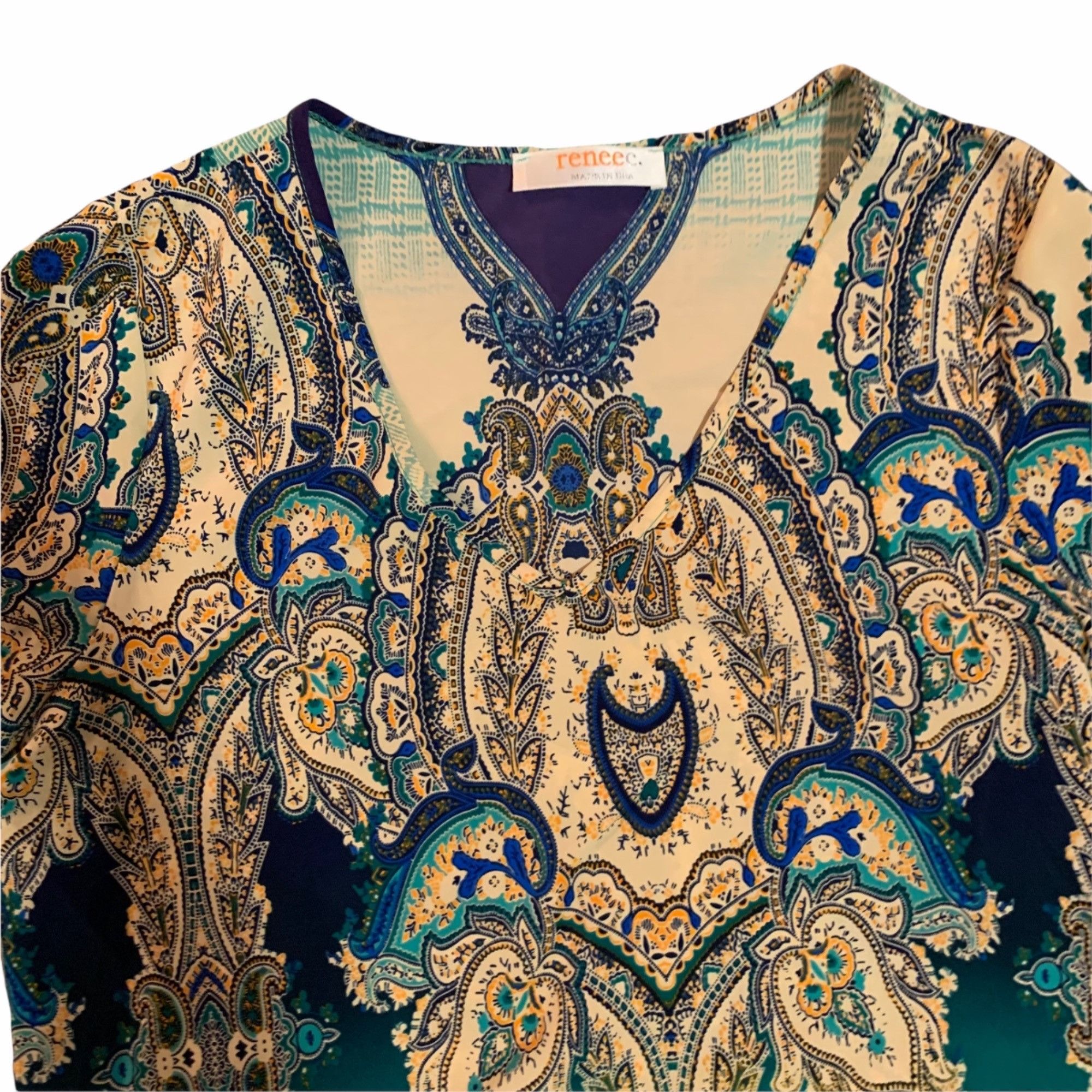 Other Renee C Boho Boho Blues Paisley 3/4 Sleeve Top S Size S / US 4 / IT 40 - 2 Thumbnail