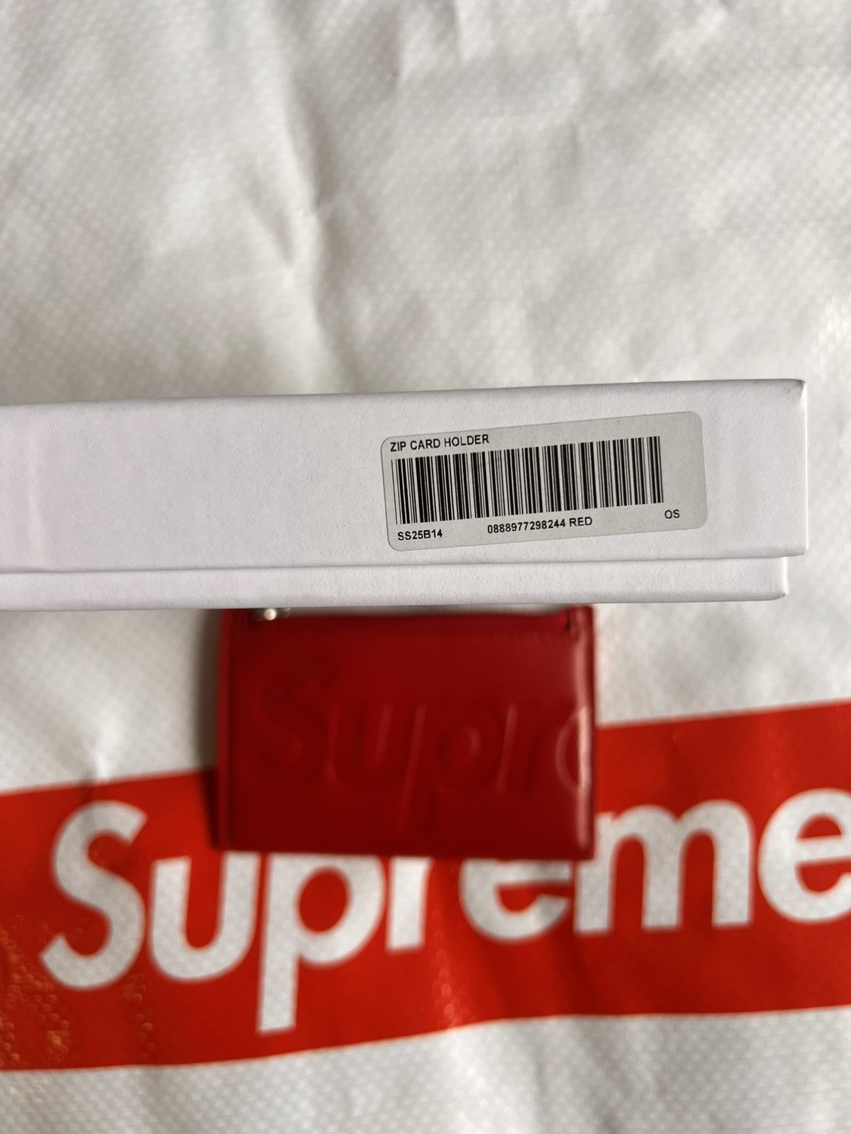 Supreme SUPREME Leather zip card holder Wallet red calfskin logo Size ONE SIZE - 21 Thumbnail