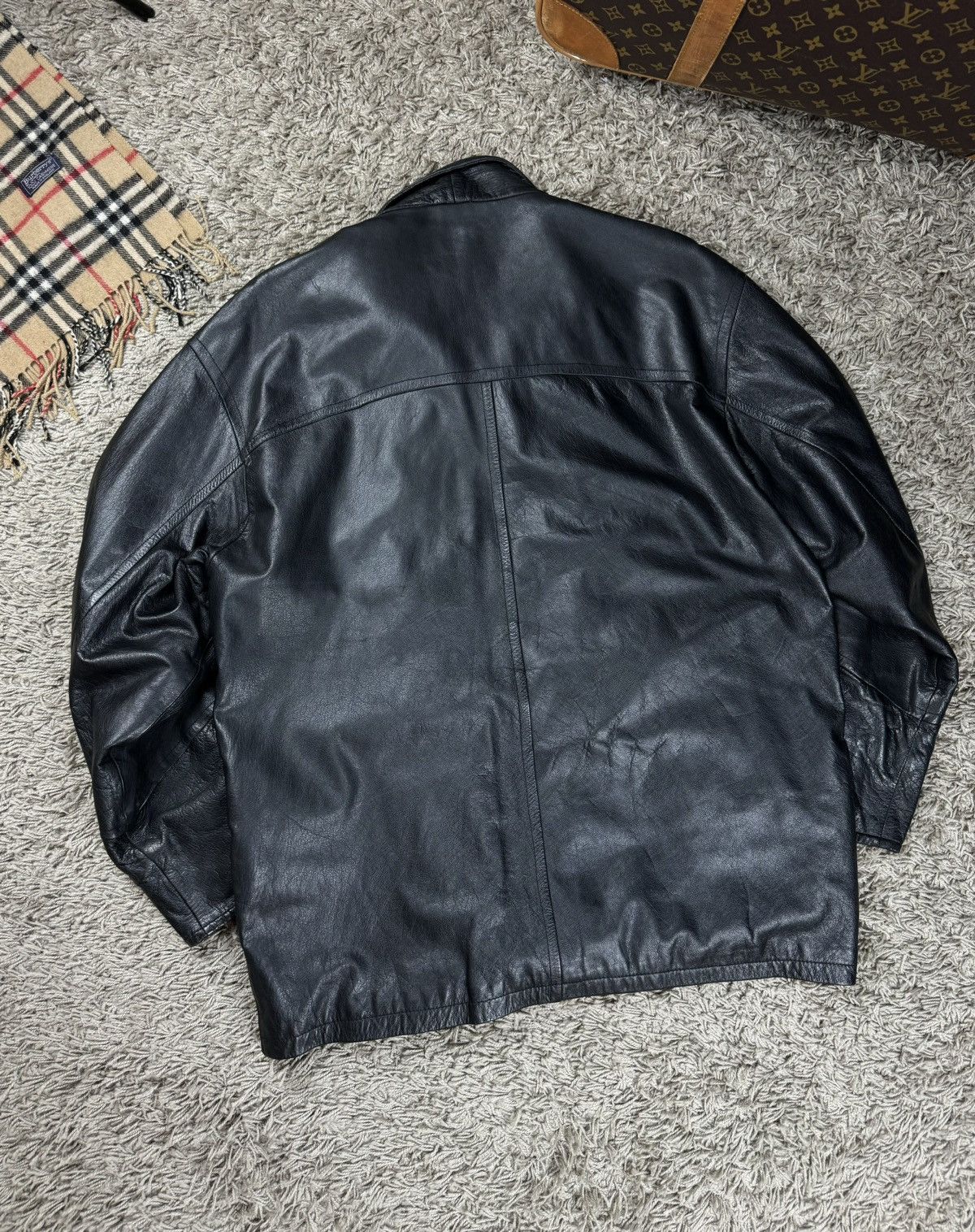 Vintage Vintage leather bomber jacket 90s original retro casual item Size US XL / EU 56 / 4 - 3 Thumbnail