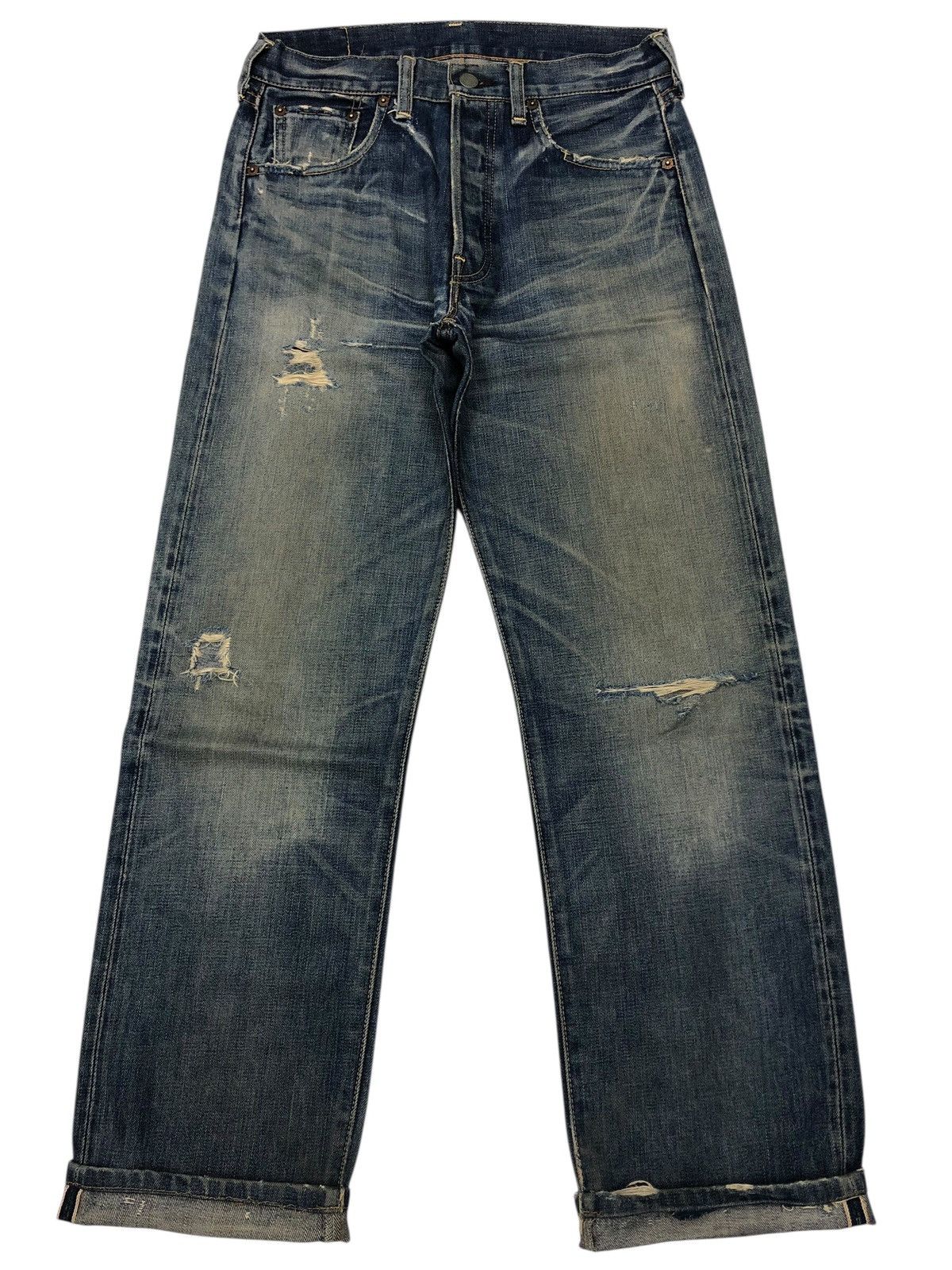 Kapital 🔥LEVIS 501 BIG E SELVEDGE DISTRESS DENIM JEANS Size US 29 - 1 Thumbnail