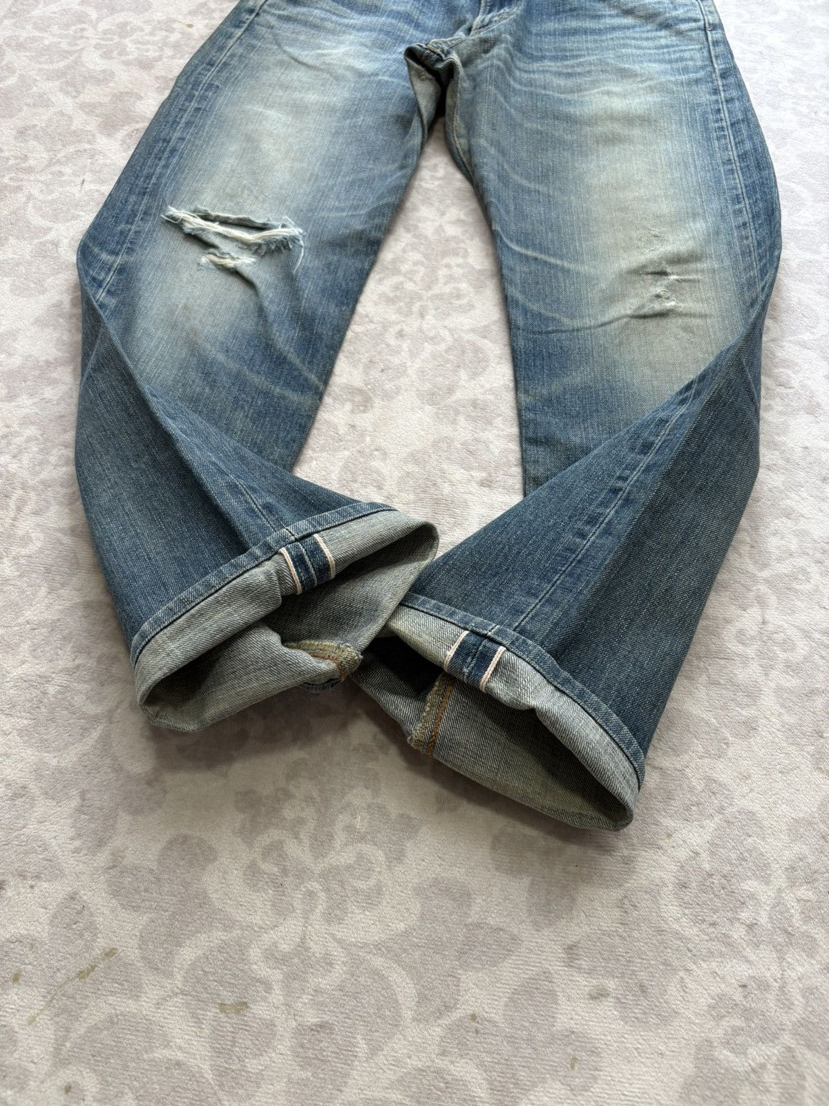 Edwin Edwin 505X Selvedge Orange Tab Distressed Denim Jeans Size US 31 - 5 Thumbnail