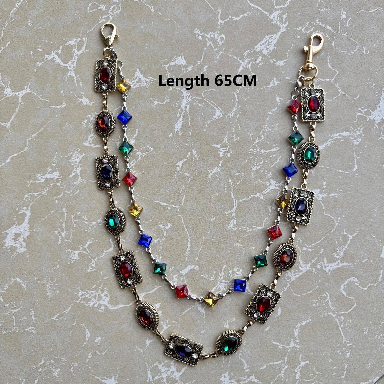 Jewelry Gorgeous Multicolor Gemstone Crystal Chain - 65CM Length Size ONE SIZE - 3 Thumbnail