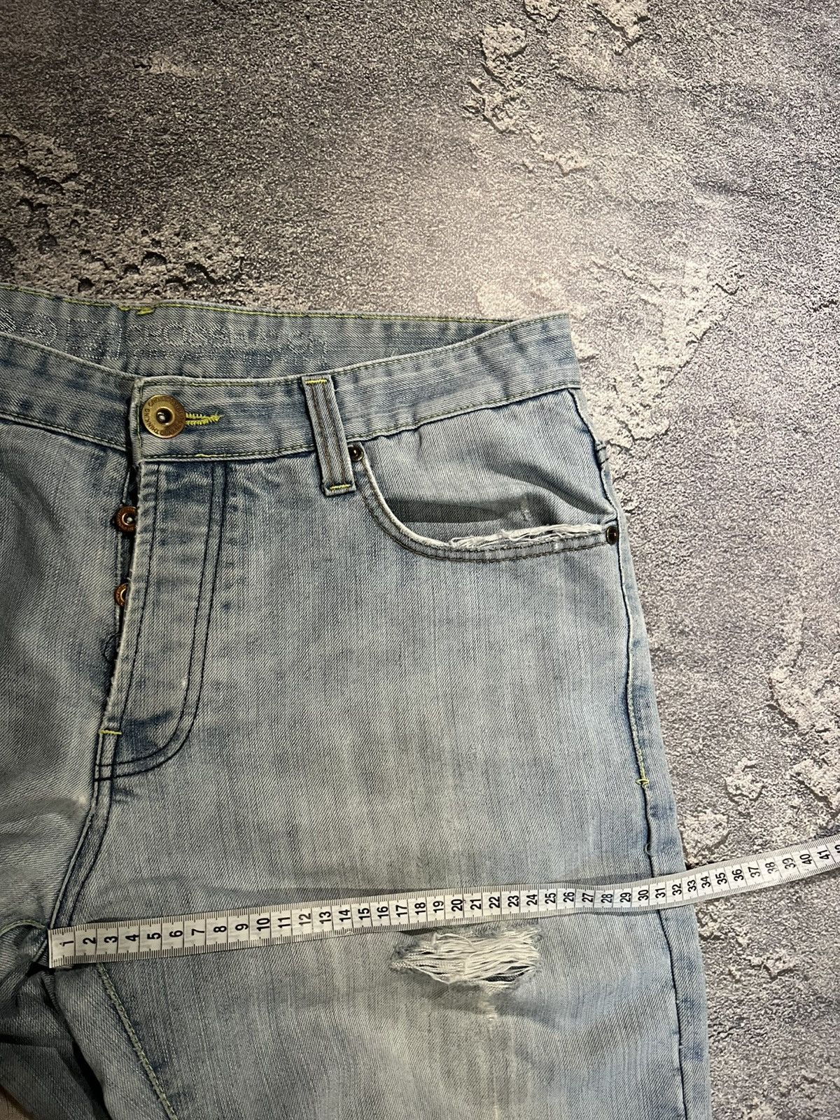 Japanese Brand Distressed Shredded Vintage Y2K Jeans — Cult Japanese Denim Size US 38 / EU 54 - 9 Thumbnail
