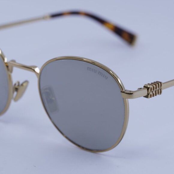 Miu Miu Miu Miu MU55ZS 5AK07F Sunglasses Gold Round Frame Size ONE SIZE - 10 Thumbnail