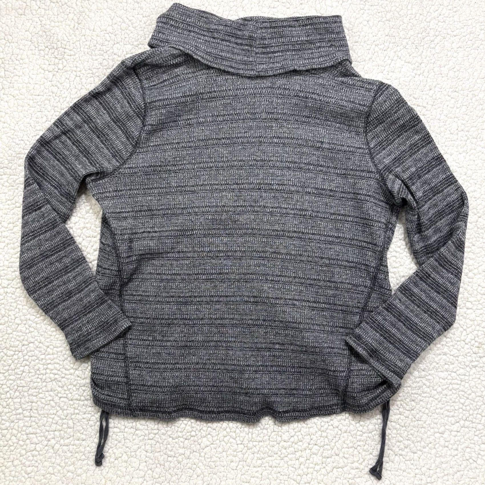 J. Jill J.Jill Cowl Neck Sweater Gray Side Cinch Ruched Ties Knit Marled Large Petite White Guide: Gray Size L / US 10 / IT 46 - 5 Thumbnail