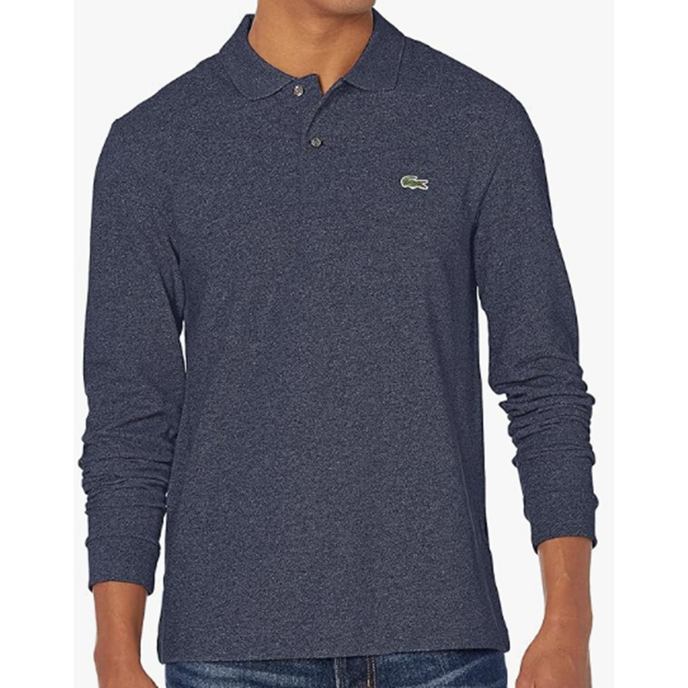 Lacoste Lacoste Mens Long Sleeve Classic Chine Pique Polo Charcoal S Size US S / EU 44-46 / 1 - 1 Thumbnail