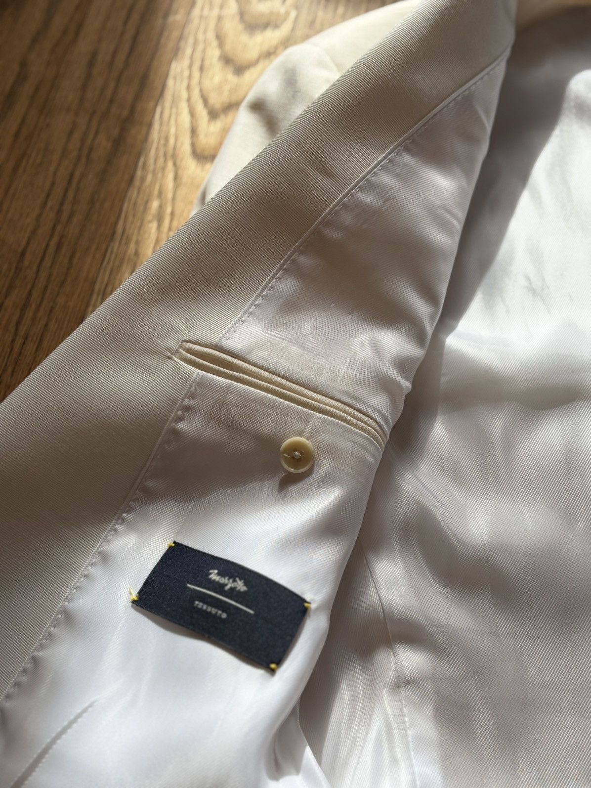Banana Republic Off-White Slim Fit Tuxedo Jacket Size 38S - 5 Thumbnail