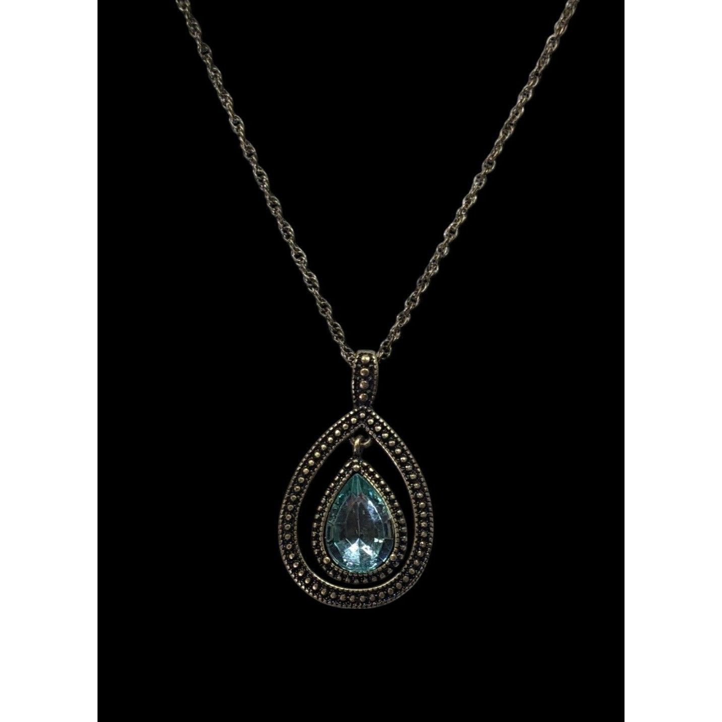 Other Whimsical Teardrop Blue Gemmed Gold Tone Pendant Necklace Size ONE SIZE - 5 Thumbnail