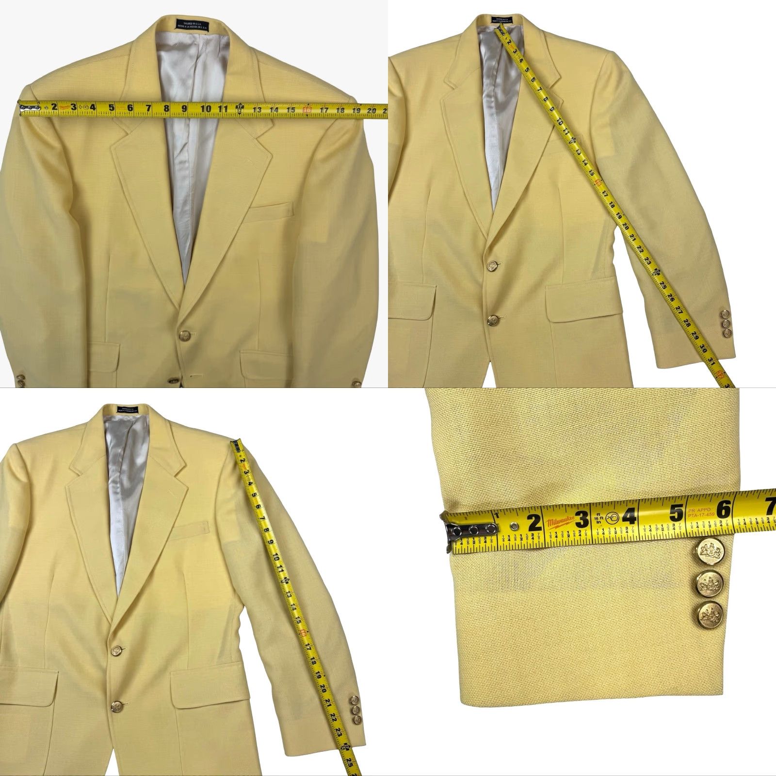 Stafford Stafford Men's Blazer 40R Yellow Polyester Blend Gold Button 2-Button Size 40R - 8 Thumbnail