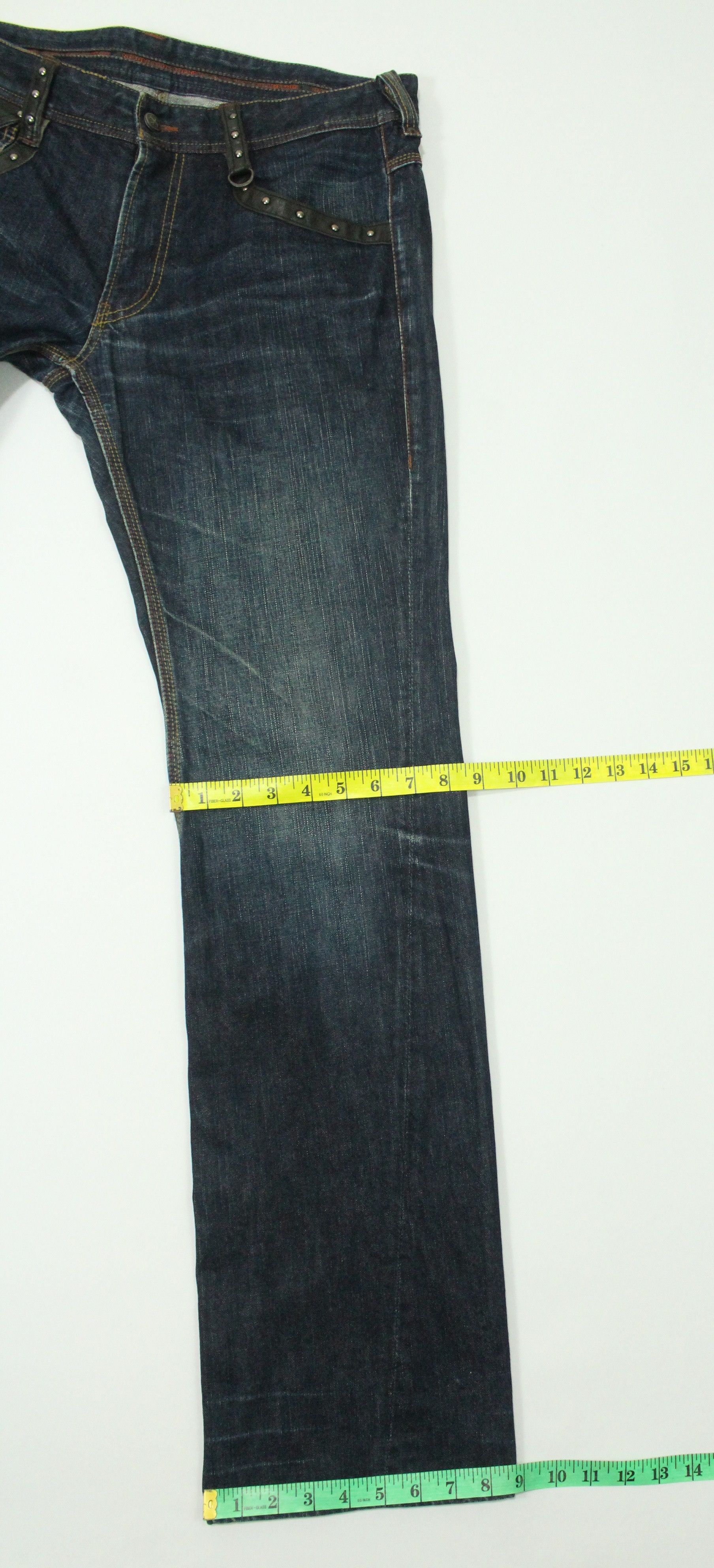 Japanese Brand Leather Pocket Laced Spiral Cut NICOLE CLUB FOR MEN Denim Size US 34 / EU 50 - 25 Thumbnail