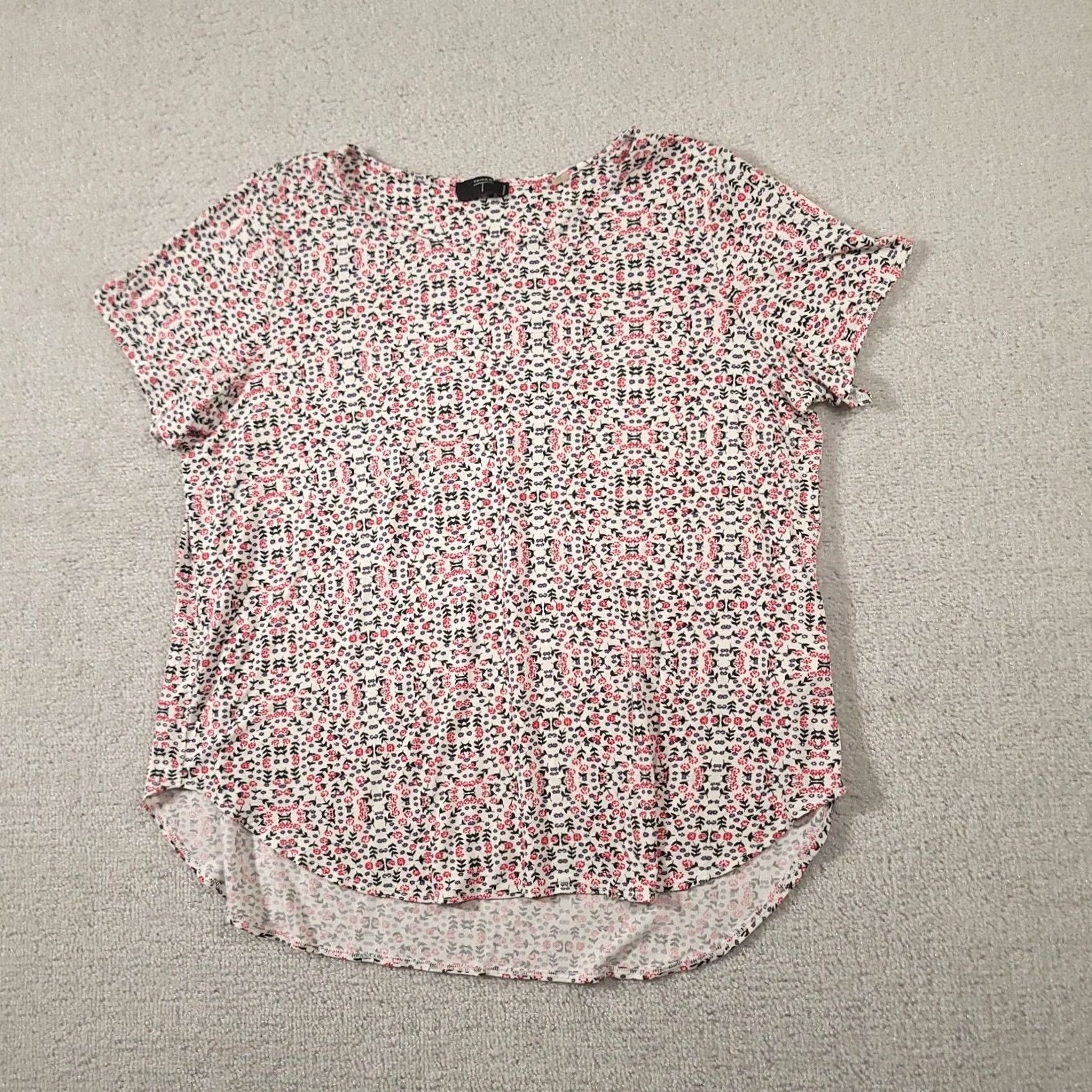 Vintage Tahari Shirt Womens 1X Floral Short Sleeve Pullover Blouse Top Size XL / US 12-14 / IT 48-50 - 2 Thumbnail