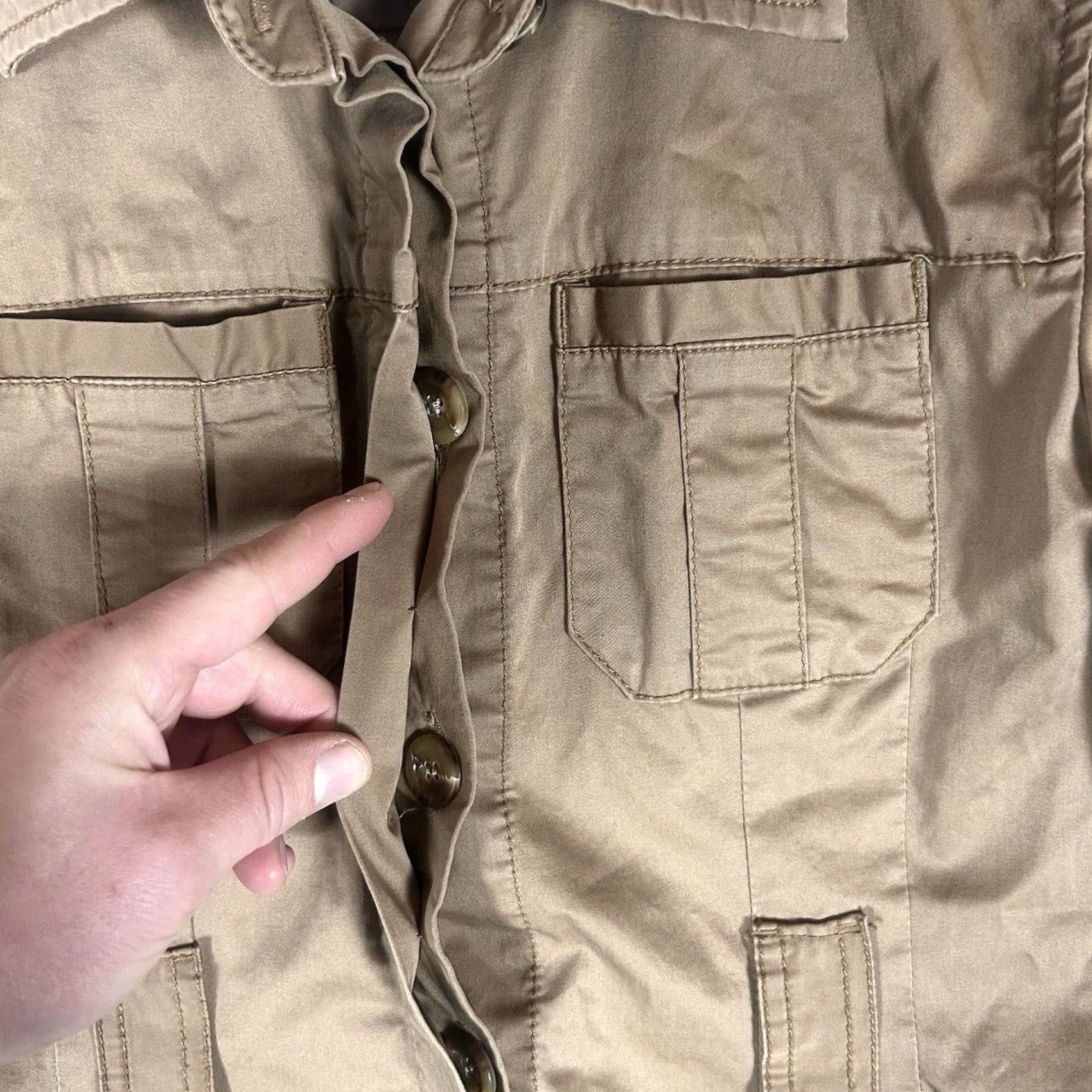 Old Navy Old Navy Jacket Womens M Tan Corduroy Long Sleeve Button Collared Casual Belted Size M / US 6-8 / IT 42-44 - 5 Thumbnail