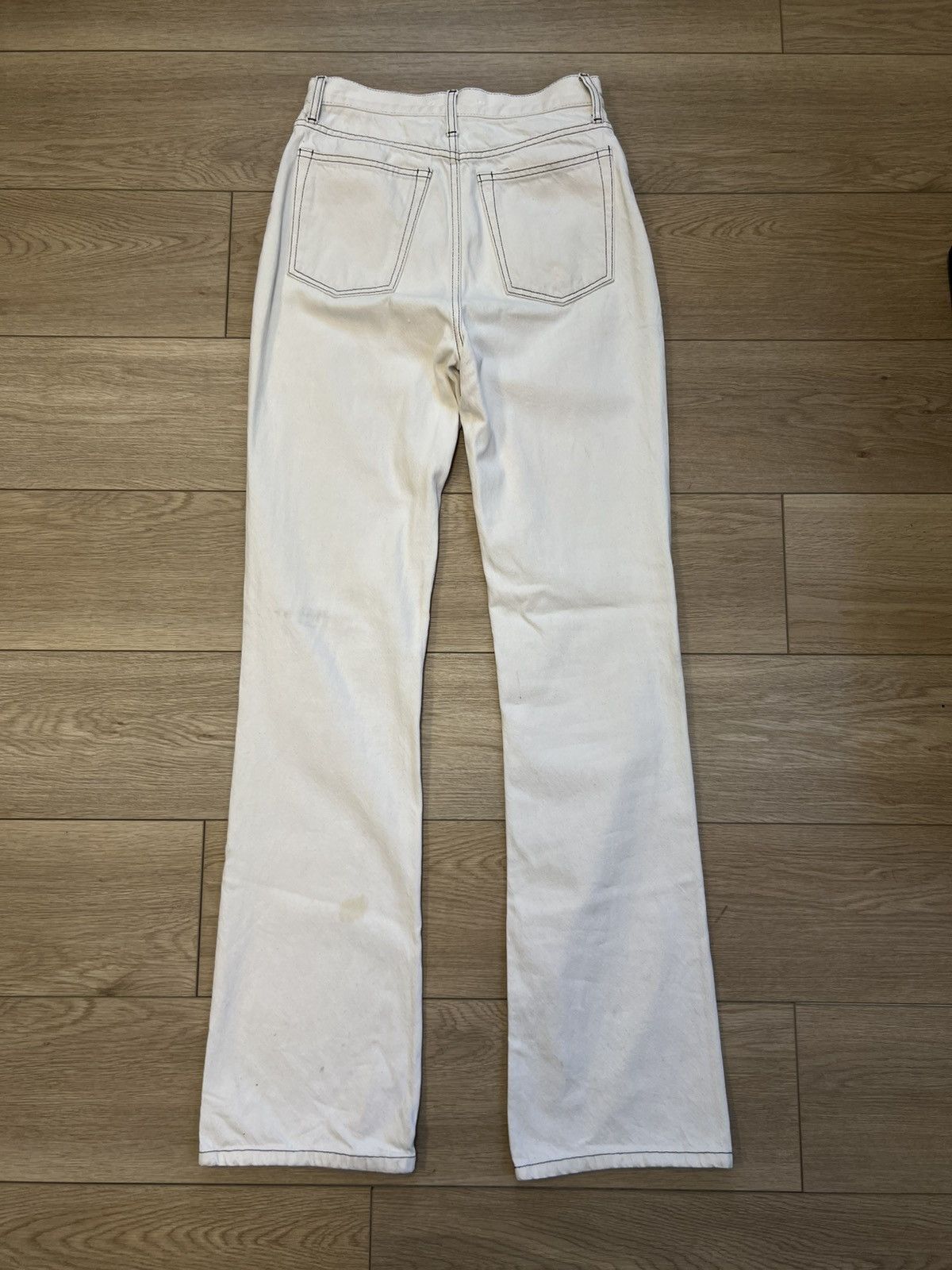 Helmut Lang Contrast Stitch White Flare Denim Denim