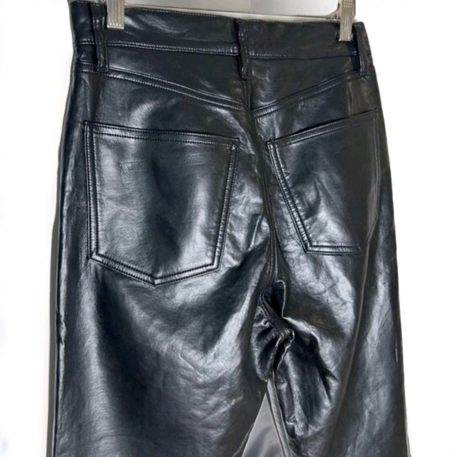 Agolde AGOLDE Recycled Leather 90's Pinch Waist Pants A164-1285 USA Size 29" - 6 Thumbnail