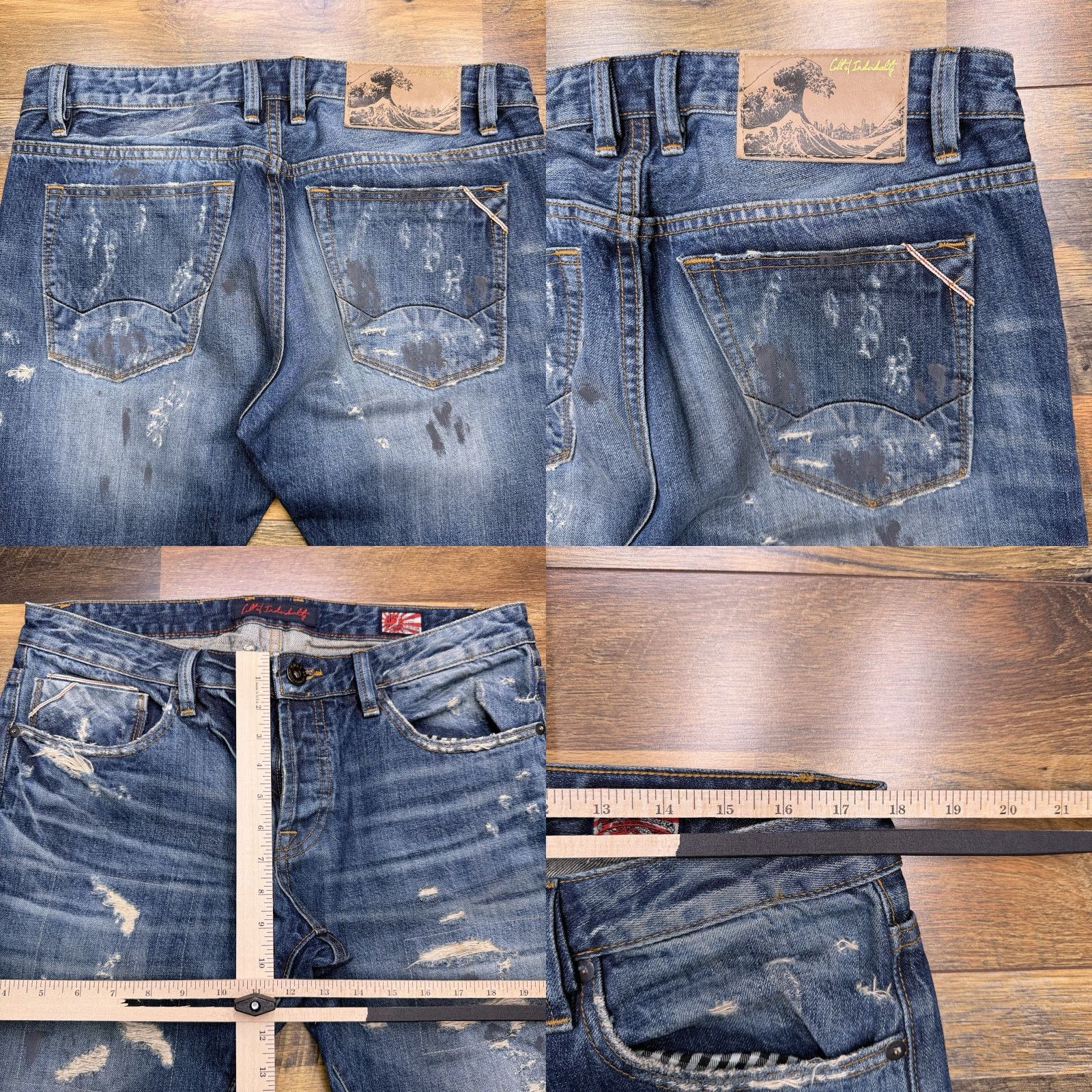 Cult Of Individuality Cult Of Individuality Rebel Straight Jeans Mens 34x34 Denim Distressed Blue 5-Pocket USA Grunge Vintage No Size US 34 / EU 50 - 8 Thumbnail