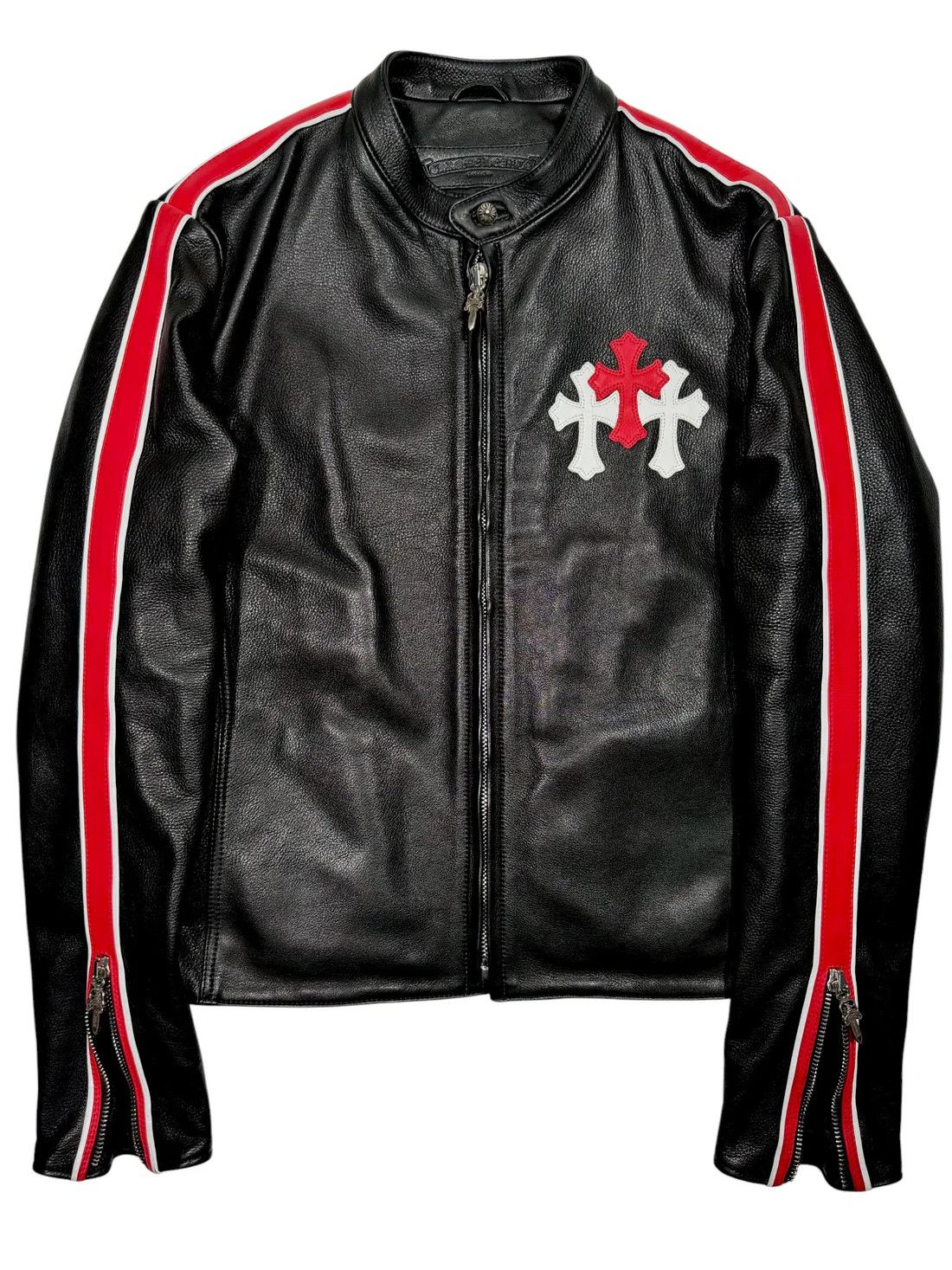 Chrome Hearts Chrome Hearts Cross Patch Leather Jacket Red Racing Stripe Size US S / EU 44-46 / 1 - 1 Thumbnail