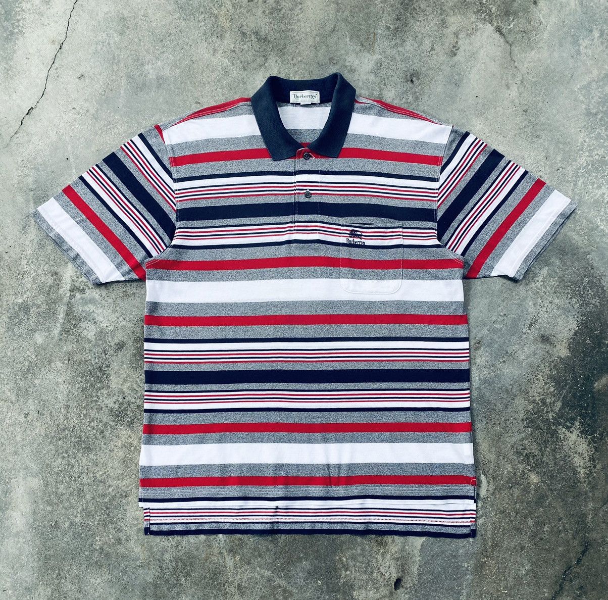 Burberry Vintage 90s Burberry Striped Polo Tees Size US L / EU 52-54 / 3 - 1 Thumbnail
