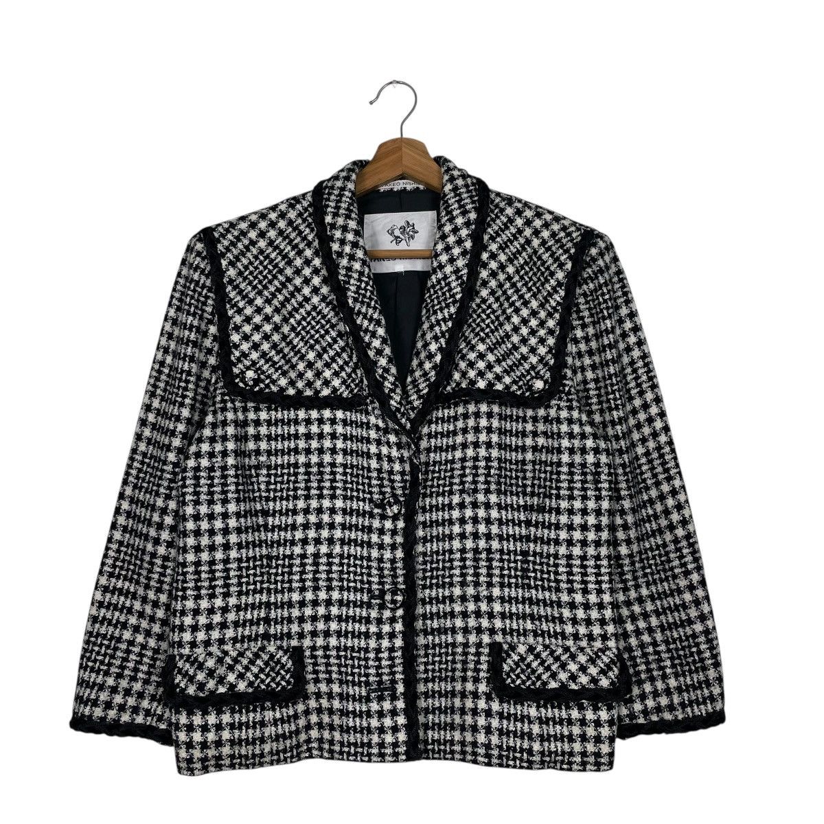 Japanese Brand Takeo Nishida Houndstooth Women Jacket Size M / US 6-8 / IT 42-44 - 1 Thumbnail