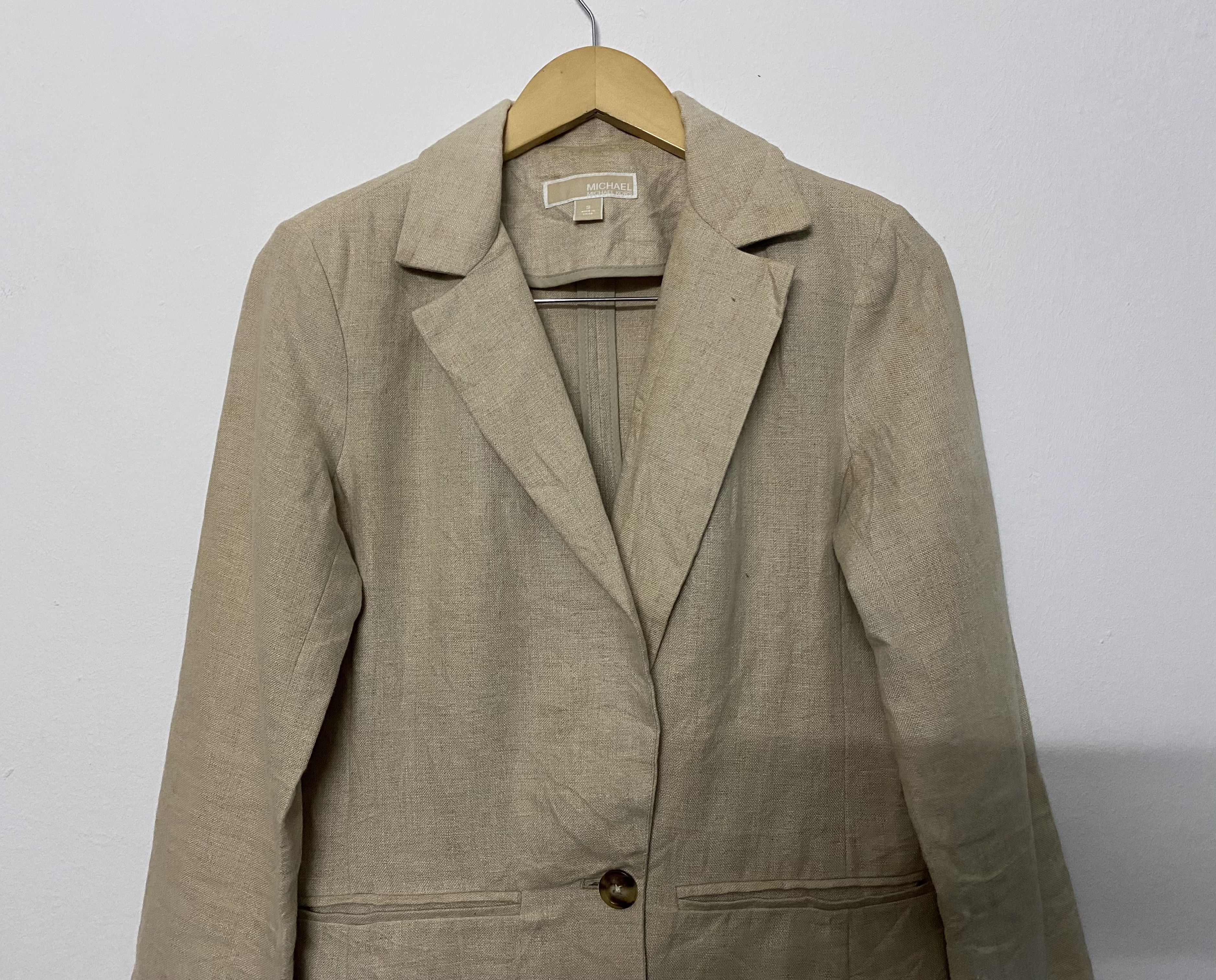 Michael Kors MICHAEL Michael Kors Linen Blend Single Button Blazer - Tan Size S / US 4 / IT 40 - 3 Thumbnail