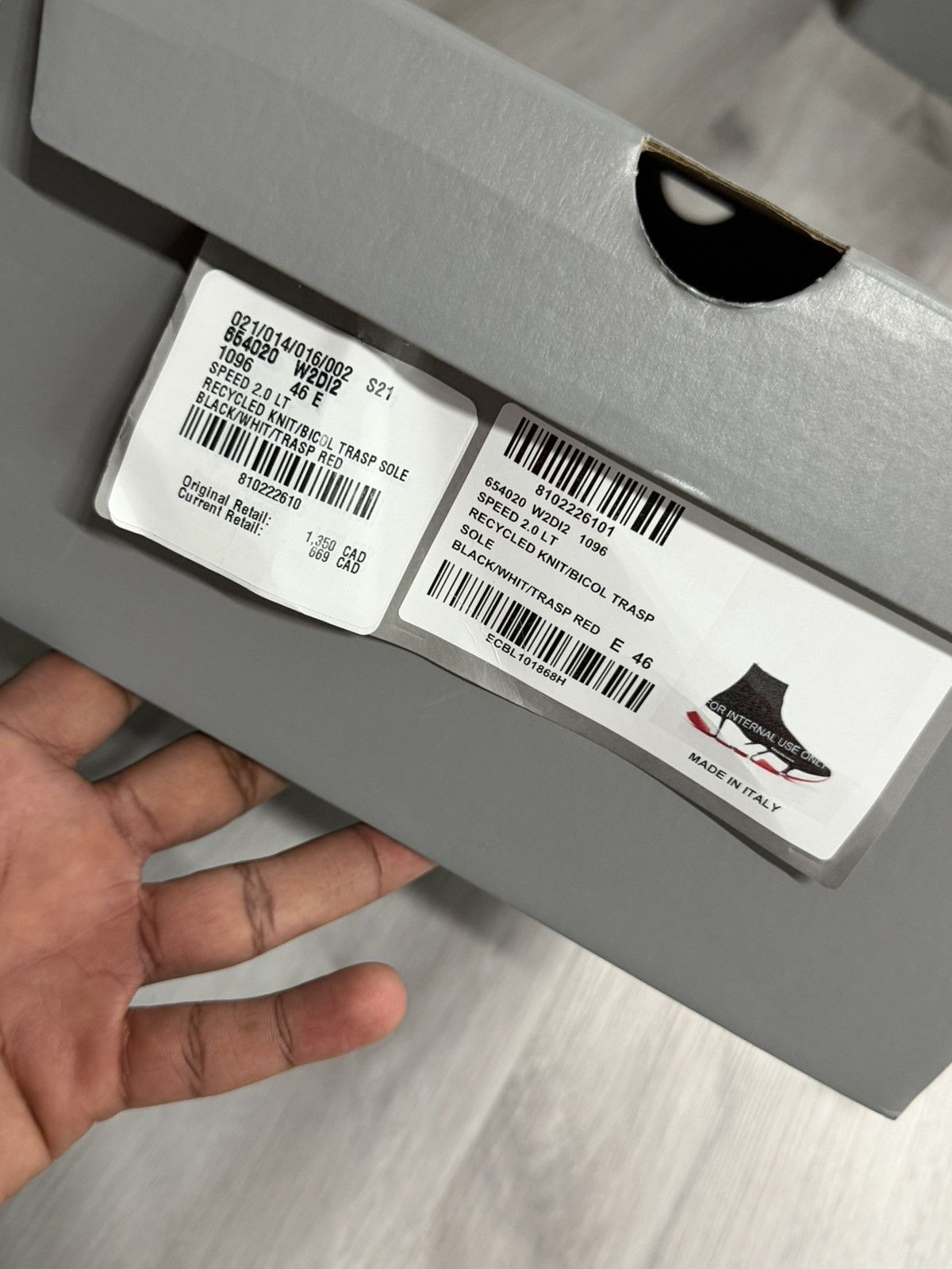 Balenciaga Balenciaga Speed 2.0 Recycled Knit Sneakers Black White Red Size US 13 / EU 46 - 6 Thumbnail