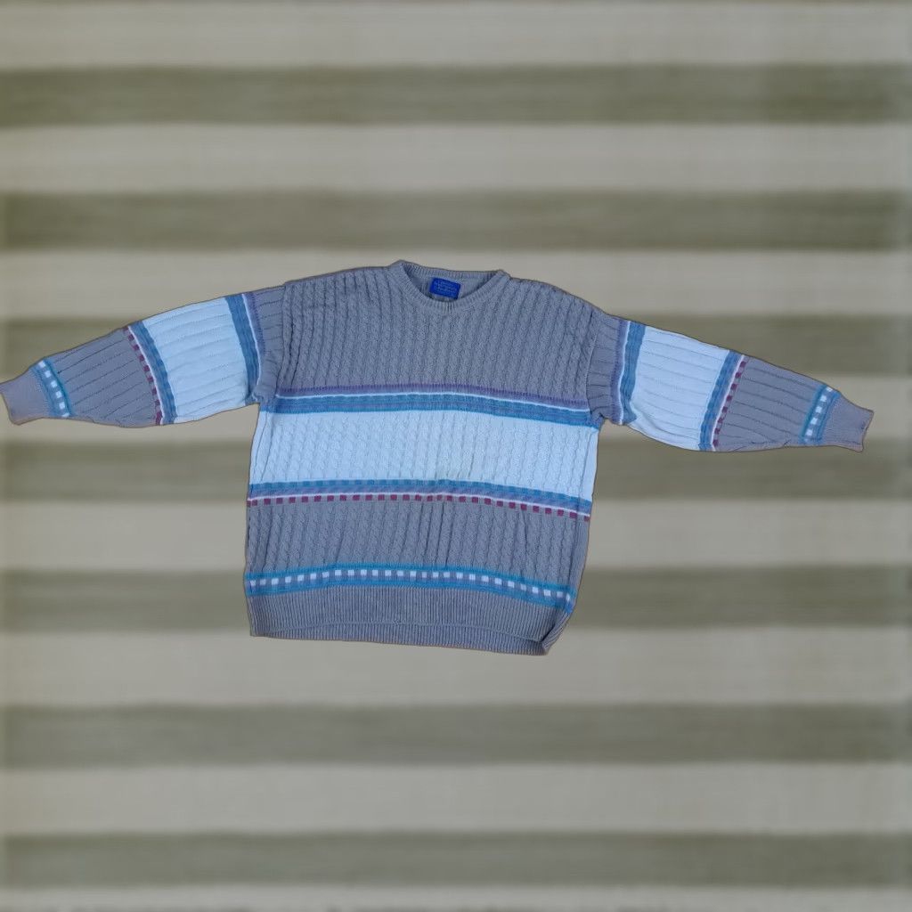 Pendleton Pendleton Sweater Shirt Pullover Crew Neck L Multicolor USA Made Striped Cable-Knit Knit Cotton Men Size US L / EU 52-54 / 3 - 1 Thumbnail