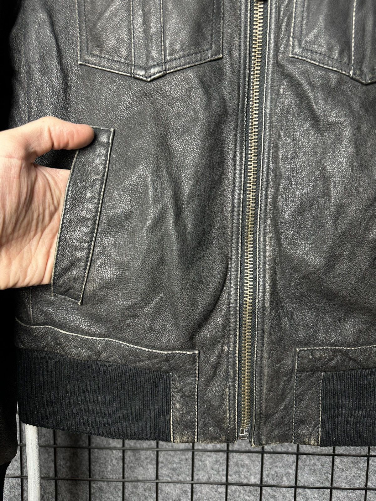 Genuine Leather Manguun Streetwear Elastic Hem Genuine Leather Jacket Size M Size US M / EU 48-50 / 2 - 3 Thumbnail
