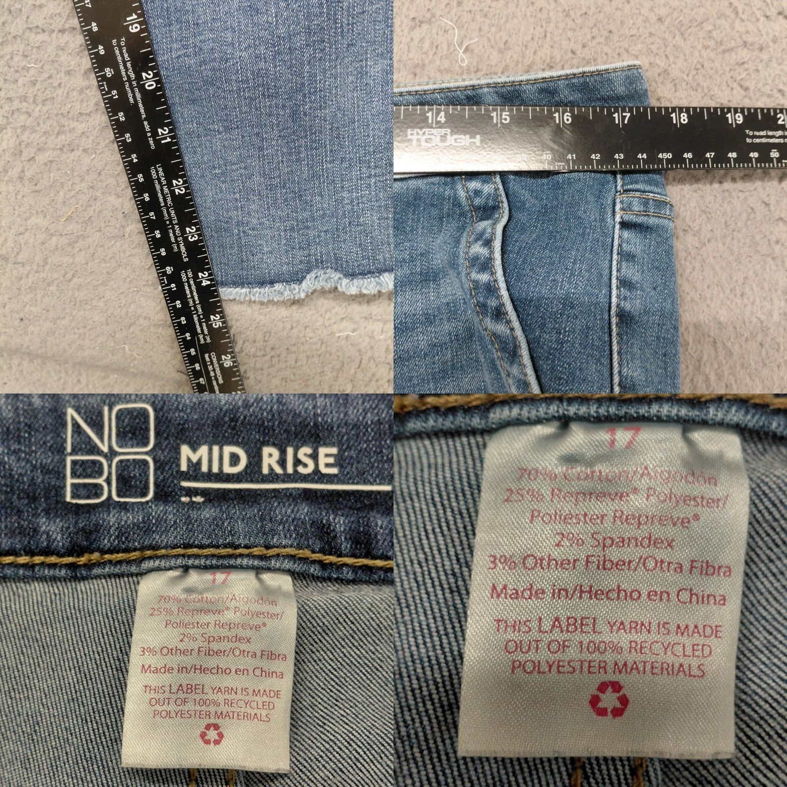 Vintage Nobo Jeans Women’s Size 17 Blue Denim Mid Rise Capri Cut Light Wash Raw Hem Nice Size 38" / US 16 / IT 52 - 8 Thumbnail