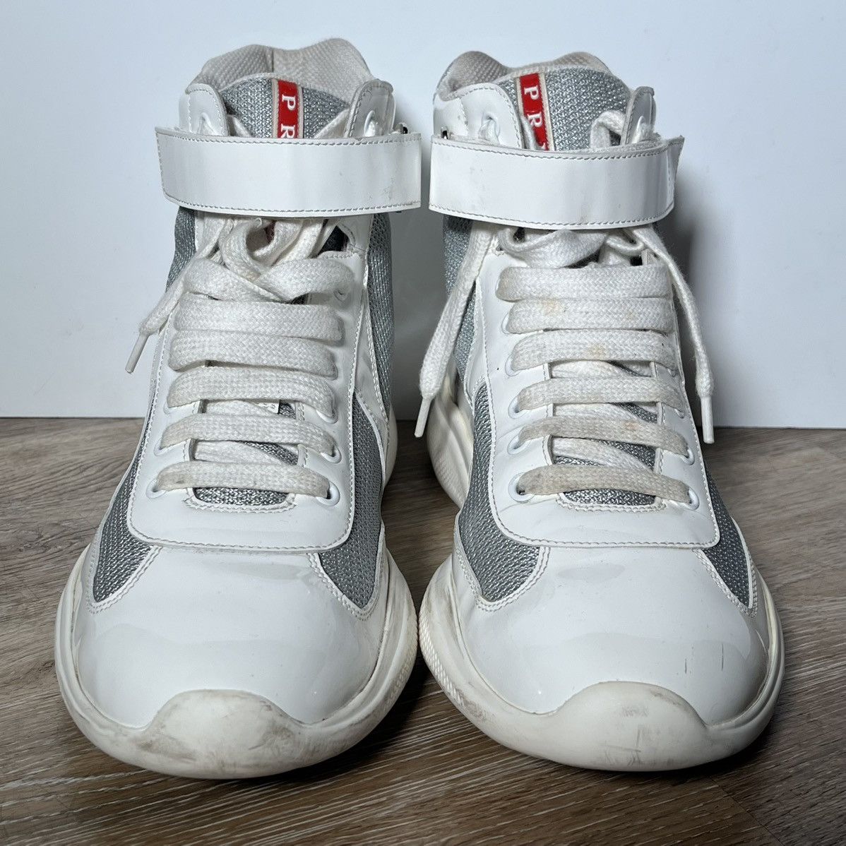 Prada white high top prada cup sneakers Size US 8.5 / EU 41-42 - 4 Thumbnail